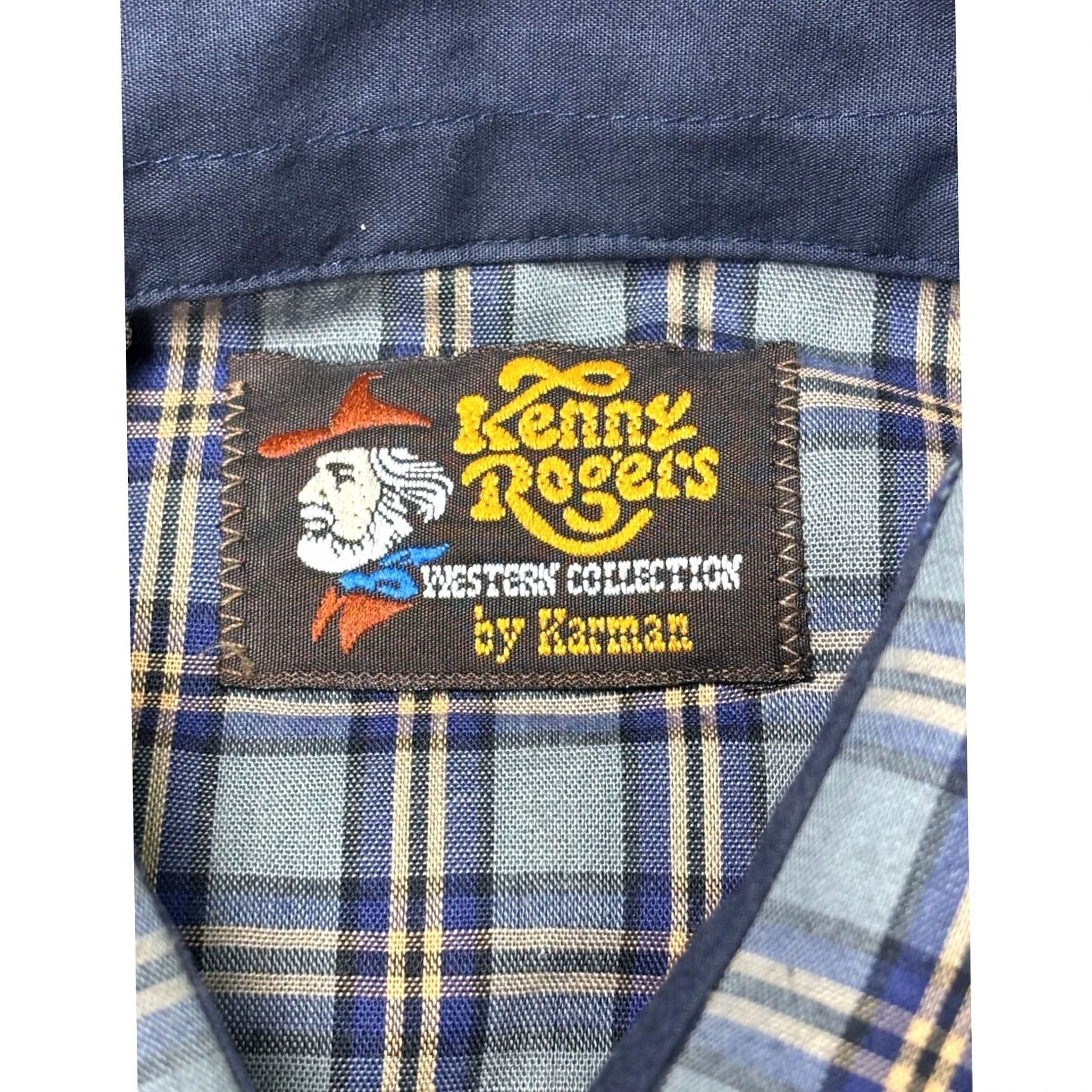 Vintage Kenny Rogers Western Collection by Karman Plaid Snap Front Mens 15.5 34 Made USA Shirt Long Sleeve Blue Plaid Cowboy Shirt Mens Size US M / EU 48-50 / 2 - 4 Thumbnail