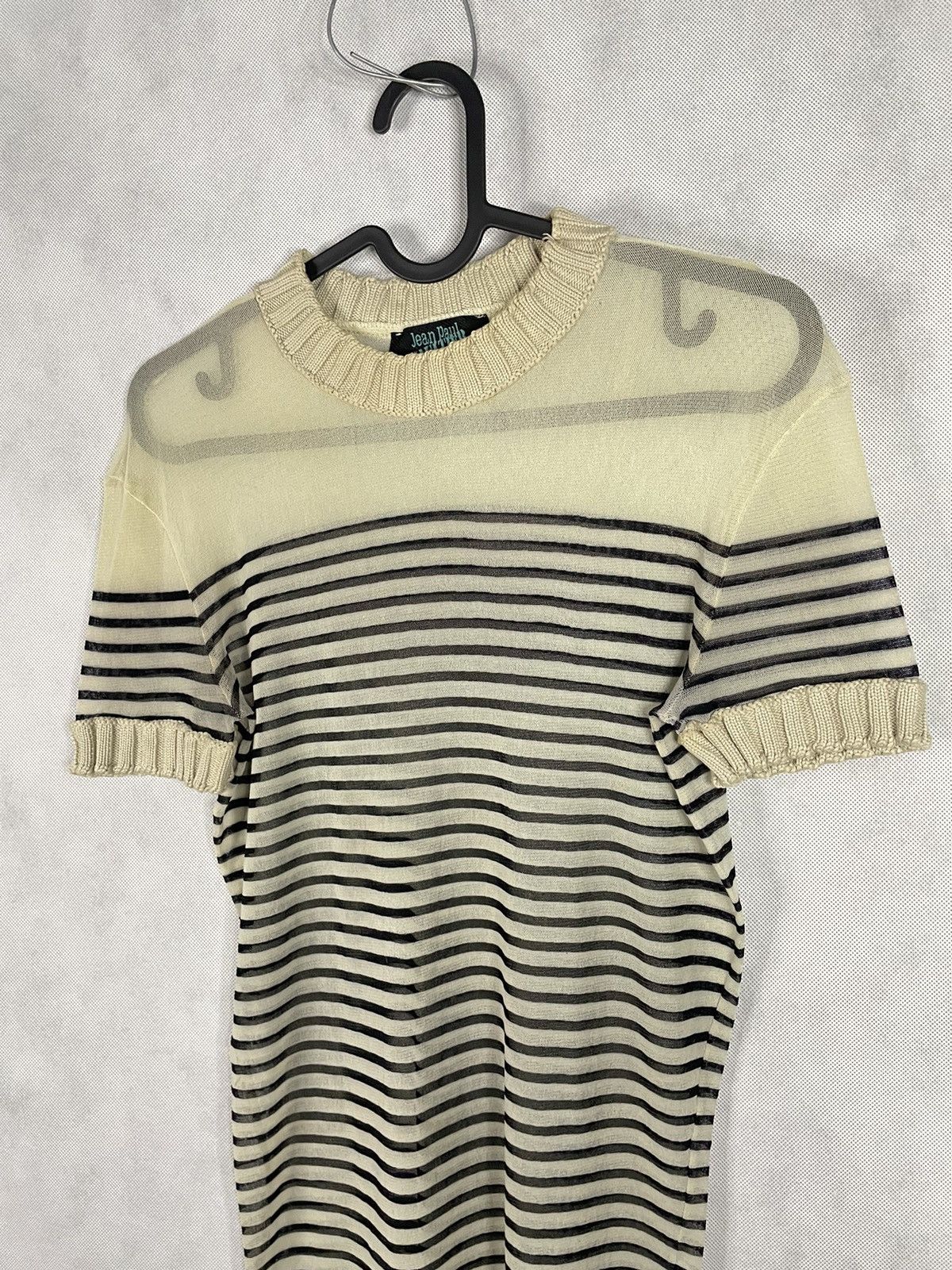 Jean Paul Gaultier × Vintage Jean Paul Gaultier JPG Vintage Striped Mesh Short Sleeve Top Size S / US 4 / IT 40 - 5 Thumbnail