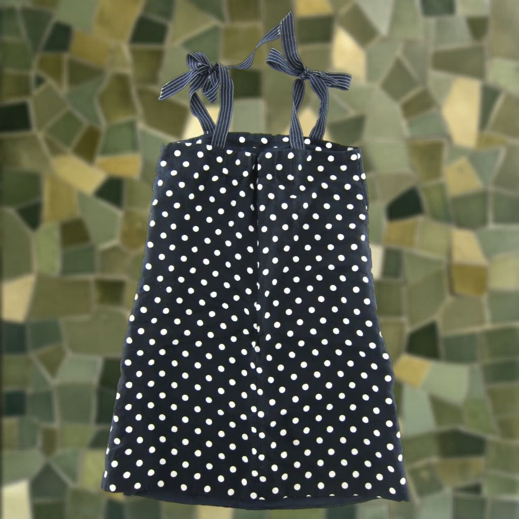 J.Crew J.CREW Linen Navy Blue White Polka Dot Tie Shoulder Smock Tank Sun Dress 4 Size S / US 4 / IT 40 - 1 Thumbnail