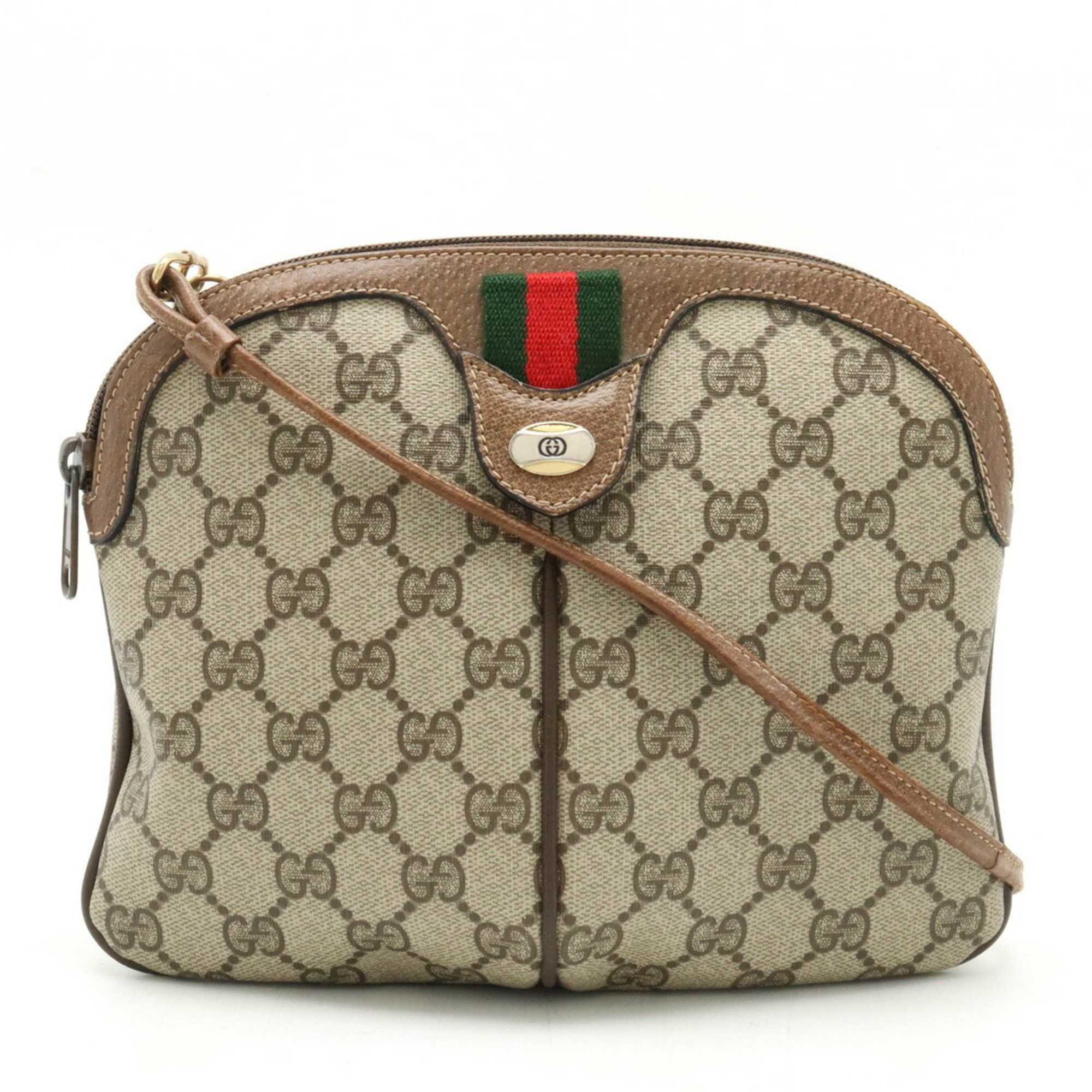 image of Gucci Old Gucci GG Plus Sherry Line Shoulder Bag Pochette Clutch Pvc Beige Mocha Brown 904.02.047, 