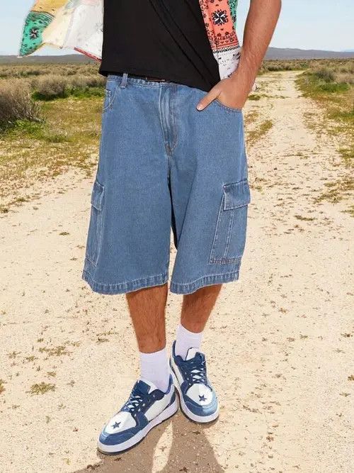 Jean Ripped Y2k Shorts Jorts Distressed Denim Size US 34 / EU 50 - 1 Thumbnail