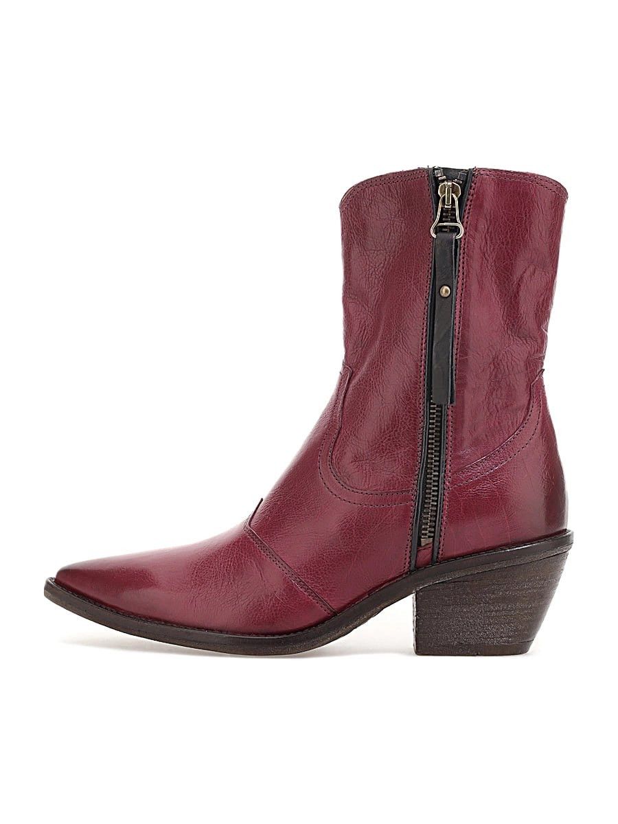 A.S.98 A.S.98 Design Charlie Red Leather Zip Ankle Western Boots Size US 9 / IT 39 - 3 Thumbnail