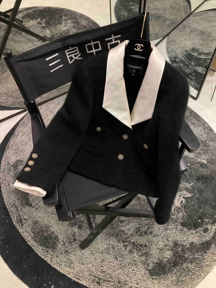 Chanel Chanel Forest series black and white lapel two-pocket jack Size XXS / US 00 / IT 34 - 1 Thumbnail