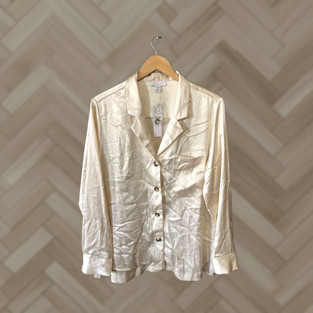 Topshop Topshop Womens Ivory Long Sleeve Button-Up Shirt Size 12 NWT Size XL / US 12-14 / IT 48-50 - 1 Thumbnail