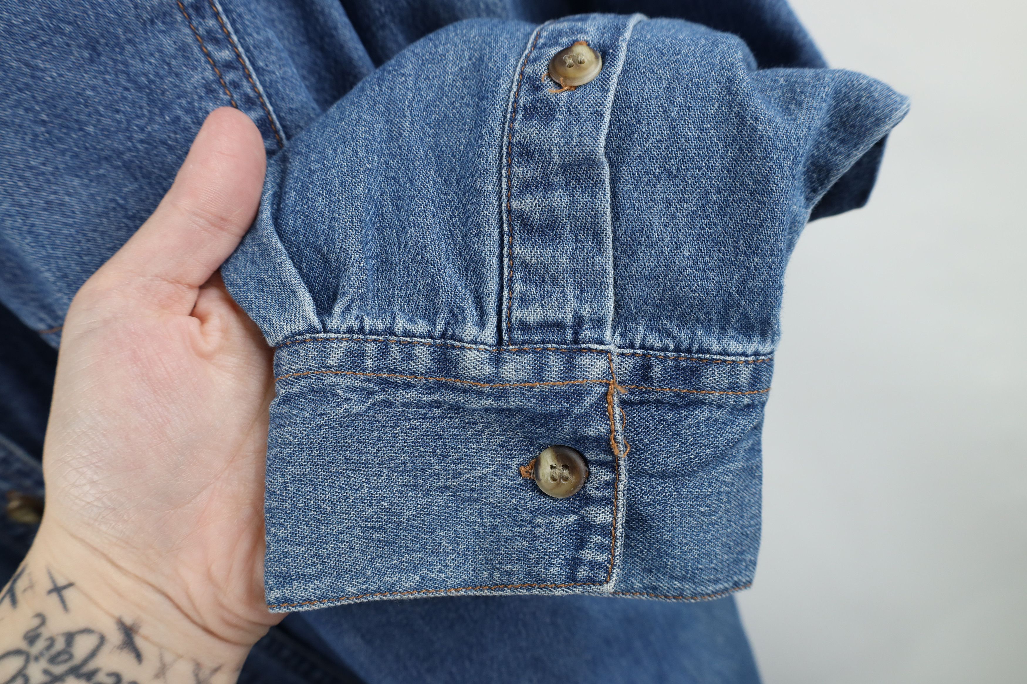 Vintage Vintage 90s Streetwear Collared Denim Jean Button Shirt Size 3XL / US 20-22 - 5 Thumbnail