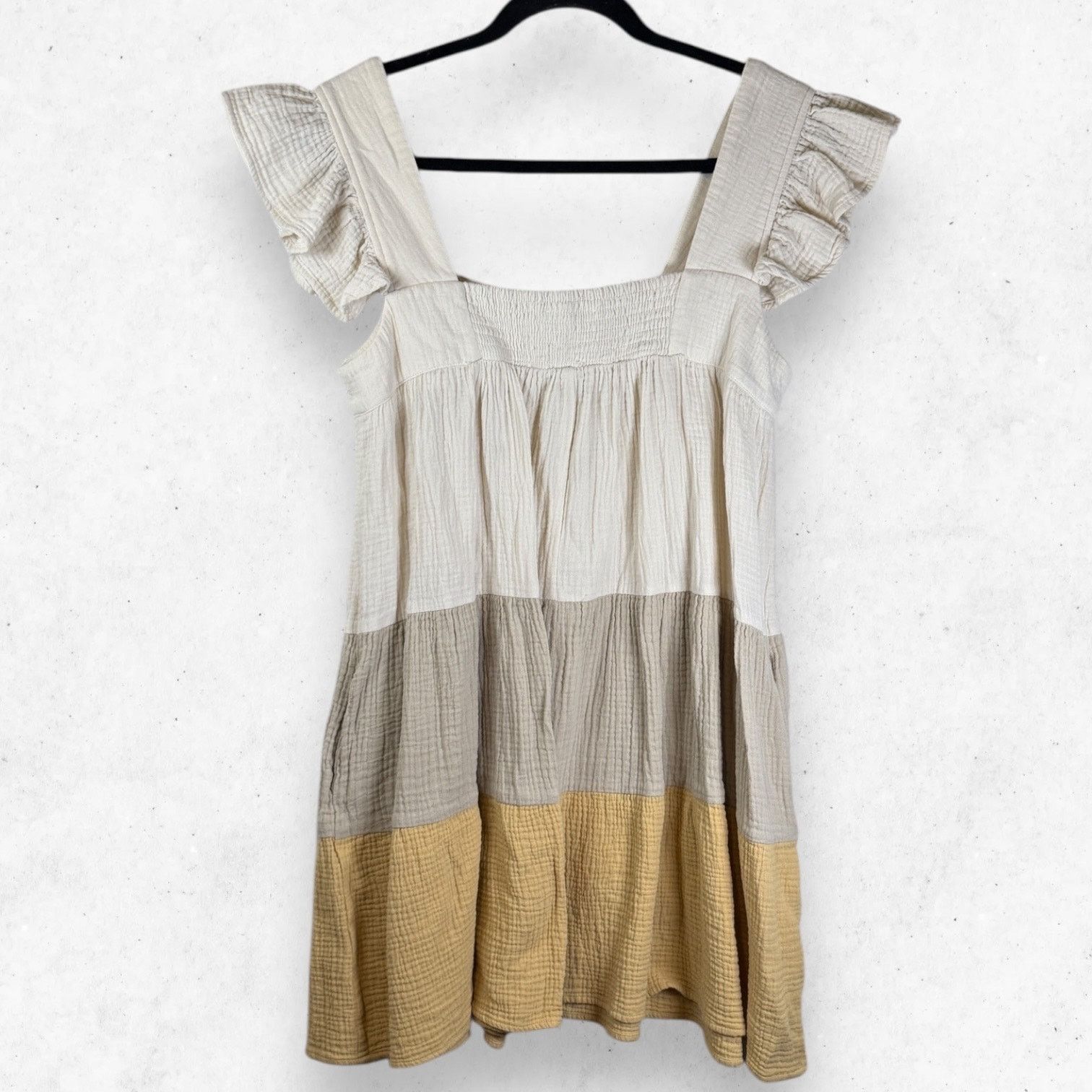 Other Entro Women's Size L Babydoll Dress Ruffled Sleeves Yellow Size L / US 10 / IT 46 - 2 Thumbnail