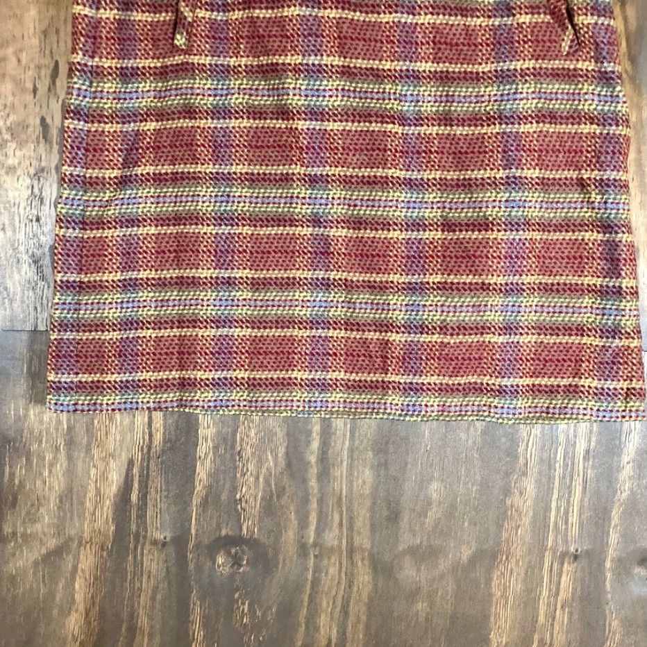 Talbots Talbots Womens Skirt Red Multicolor Tweed Plaid A-Line Side Zip Wool Blend 8 Size 30" / US 8 / IT 44 - 3 Thumbnail
