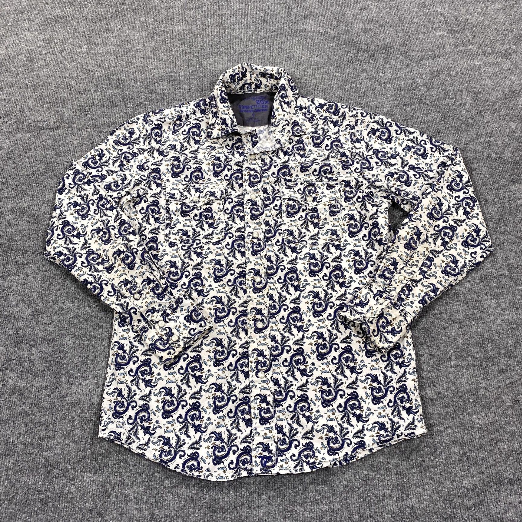 Wrangler Wrangler 20X Shirt Mens Small White Paisley Long Sleeve Western Snap Stretch Shirt Mens Small White Paisley Long Sleeve Western Snap Stretch Size US S / EU 44-46 / 1 - 2 Thumbnail