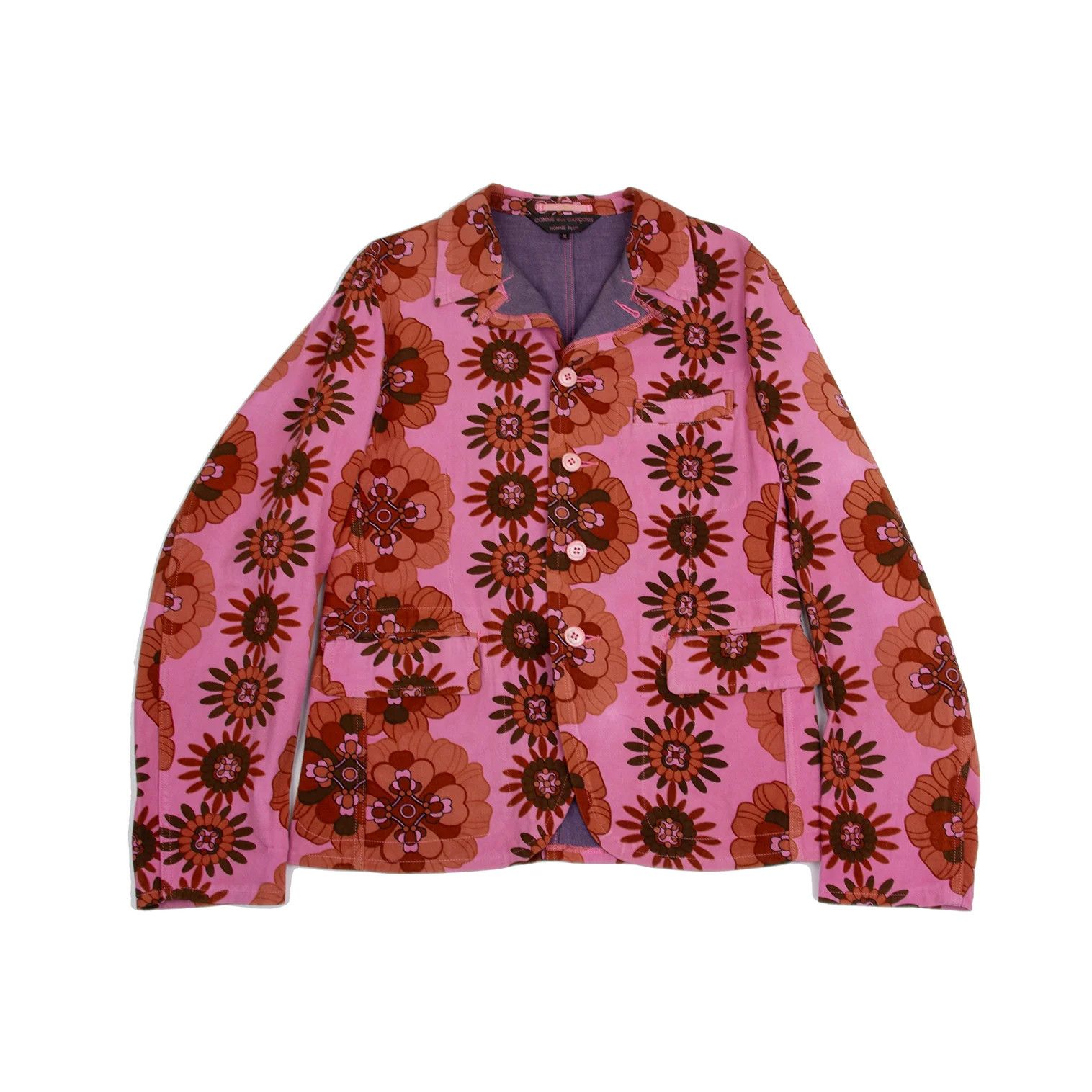 Comme des Garcons Homme Plus Product Dyed Flower Print Jacket in Pink and Brown Size US M / EU 48-50 / 2 - 1 Thumbnail