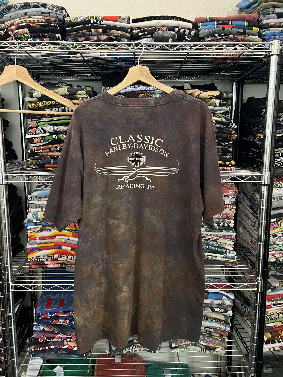 Harley Davidson 90s H-D Classic, Reading PA Rusty Tie Dye Tee Size US XL / EU 56 / 4 - 2 Thumbnail