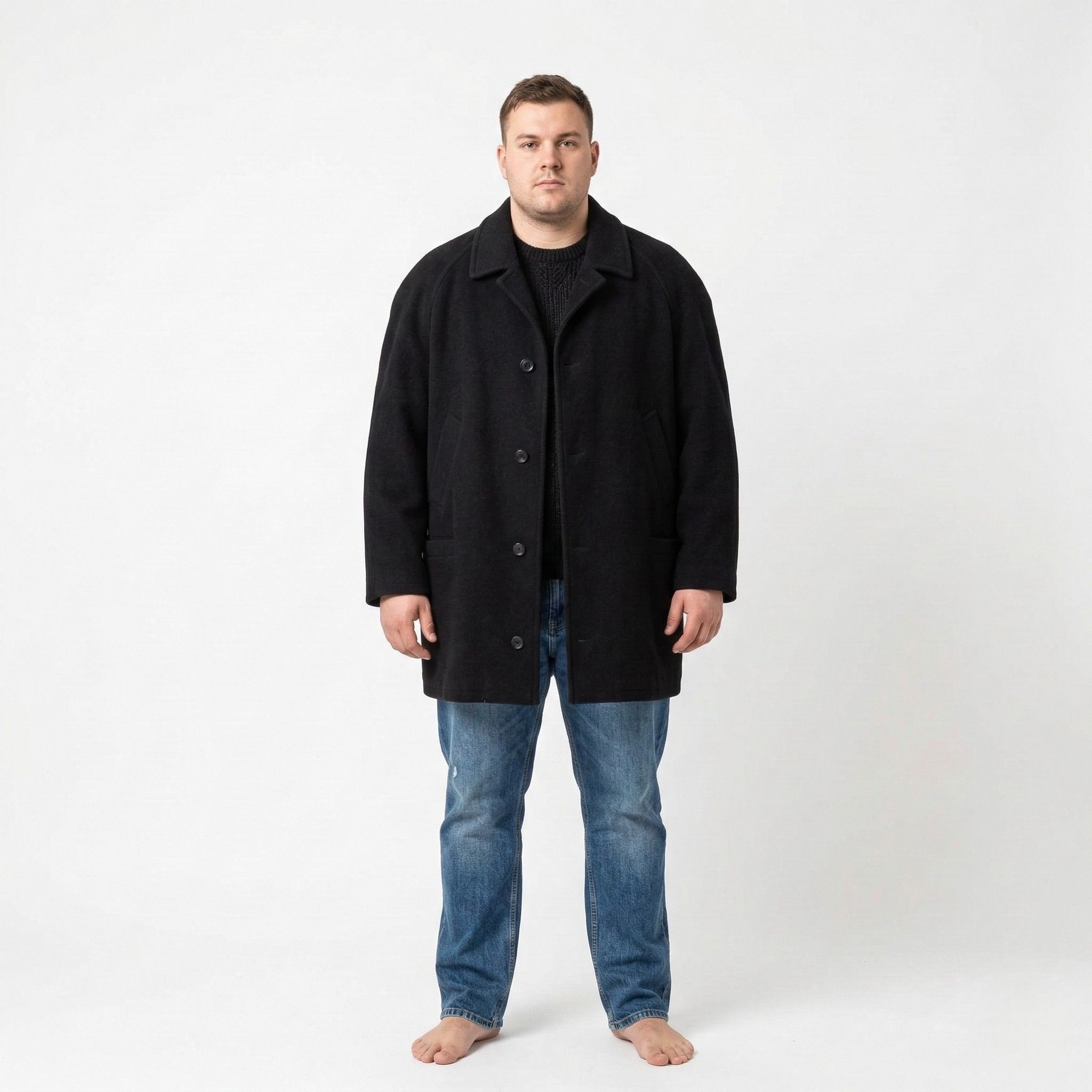 Vintage Di Caprio Men 48 XL Coat Black Wool Cashmere Vintage 3219 Size US XL / EU 56 / 4 - 1 Thumbnail