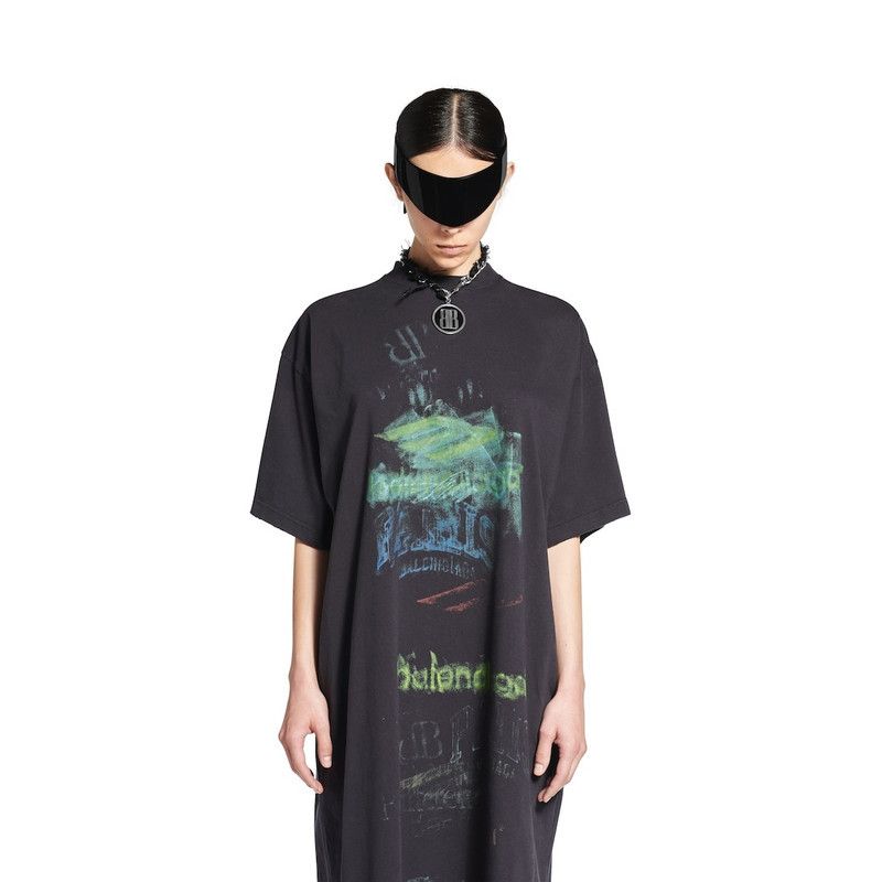 Balenciaga o1tr1nto0526 DIY Imprint T-Shirt Dress in Faded Black Size S / US 4 / IT 40 - 5 Thumbnail