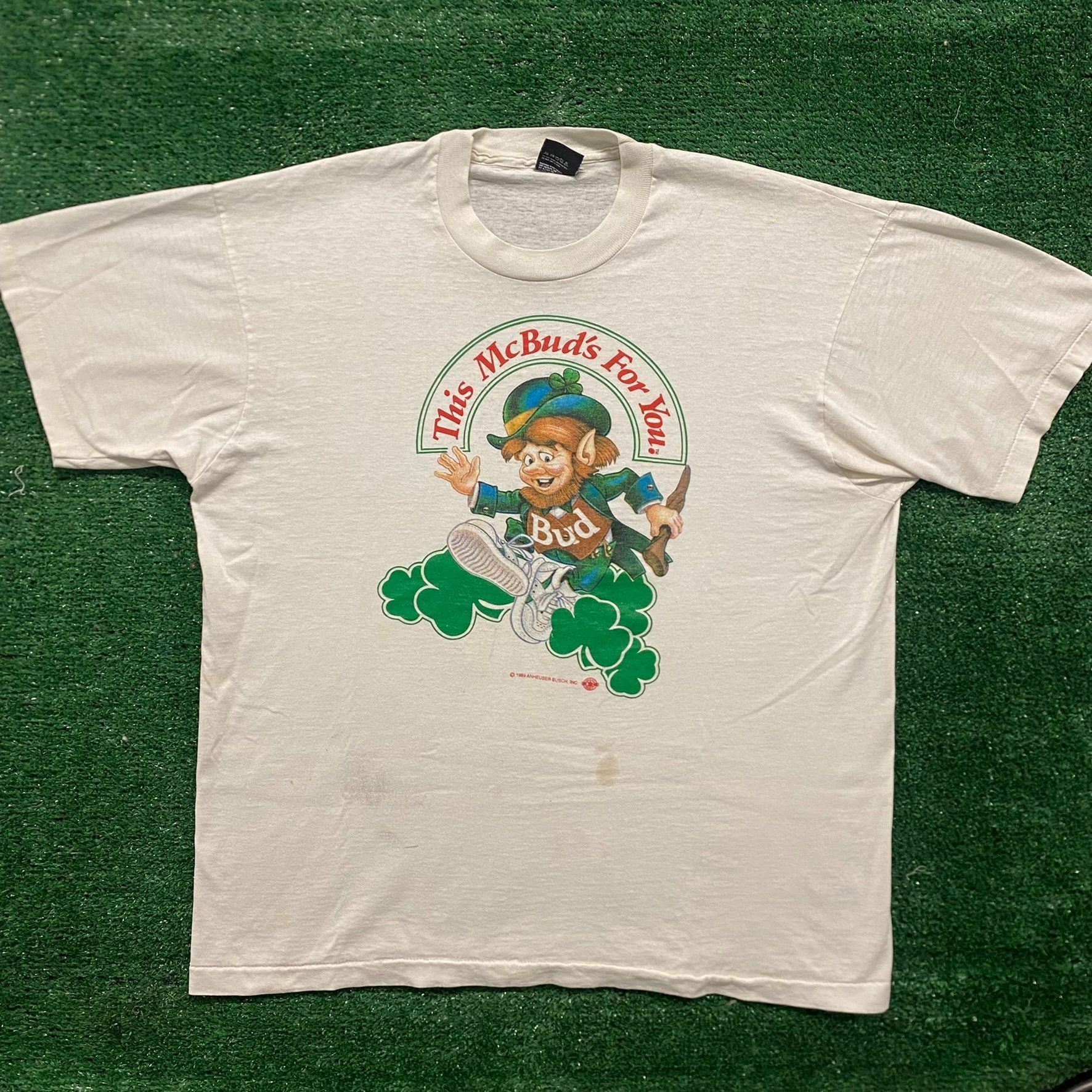 Vintage 80s Budweiser Leprechaun Shirt Single Stitch Beer Te