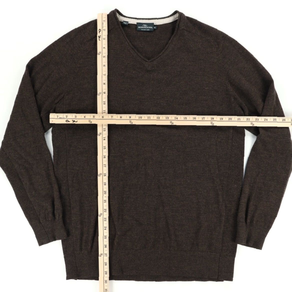 Rodd & Gunn Rodd & Gunn Extra Fine Merino Solid V-Neck Long Sleeve Sweatshirt Brown Men's XL Size US XL / EU 56 / 4 - 3 Thumbnail