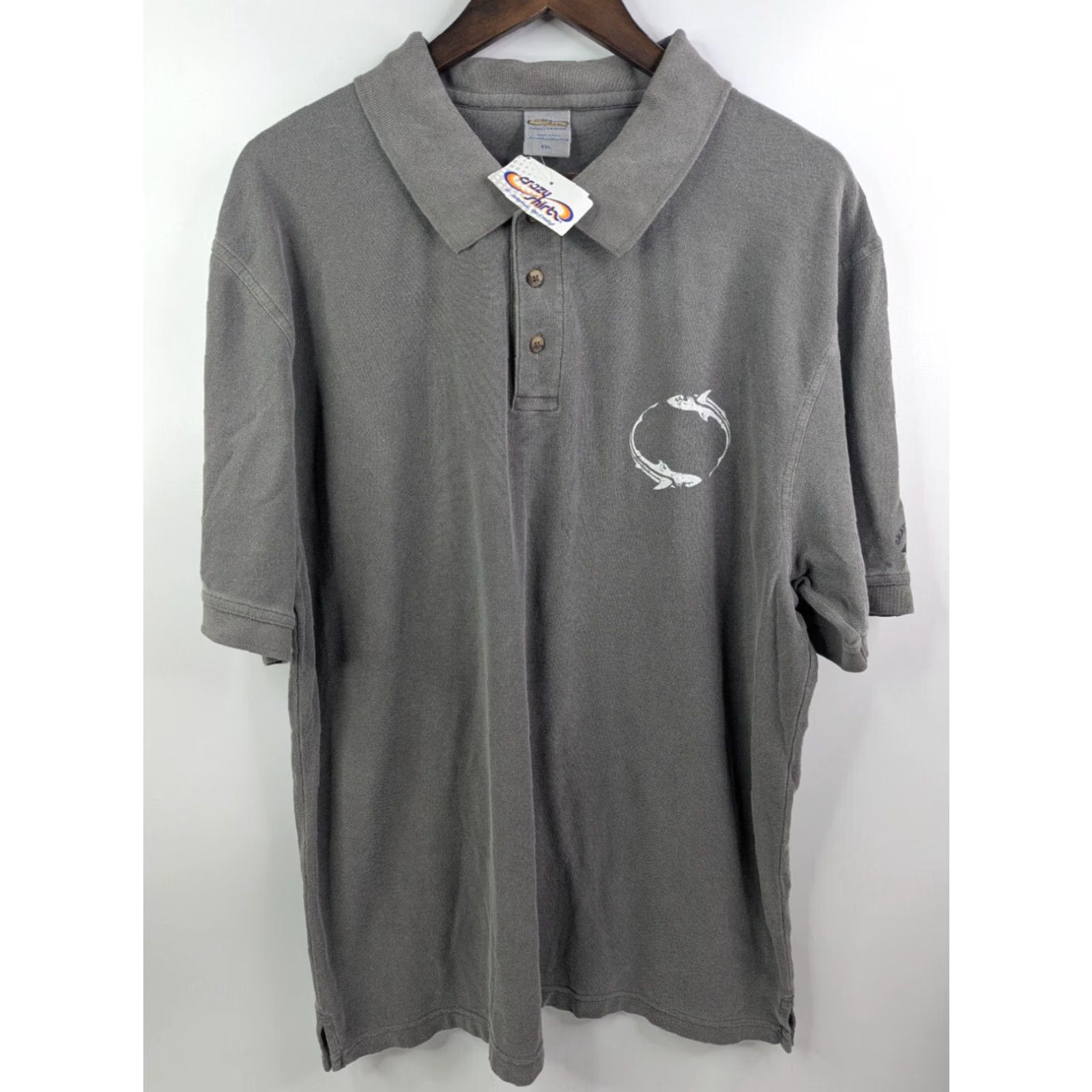 Vintage VINTAGE NWT Crazy Shirts Shirt Gray Polo Logo Embroidered Men's 2XL Short Sleeve Cotton Size US XXL / EU 58 / 5 - 3 Thumbnail