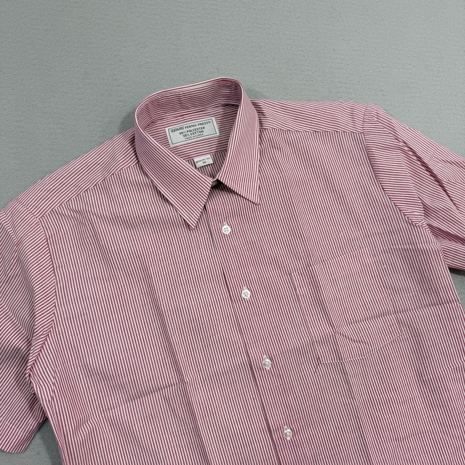 Vintage Vintage Sears Perma-Prest Shirt 16 Large Red 70s 80s NWOT Size US L / EU 52-54 / 3 - 1 Thumbnail