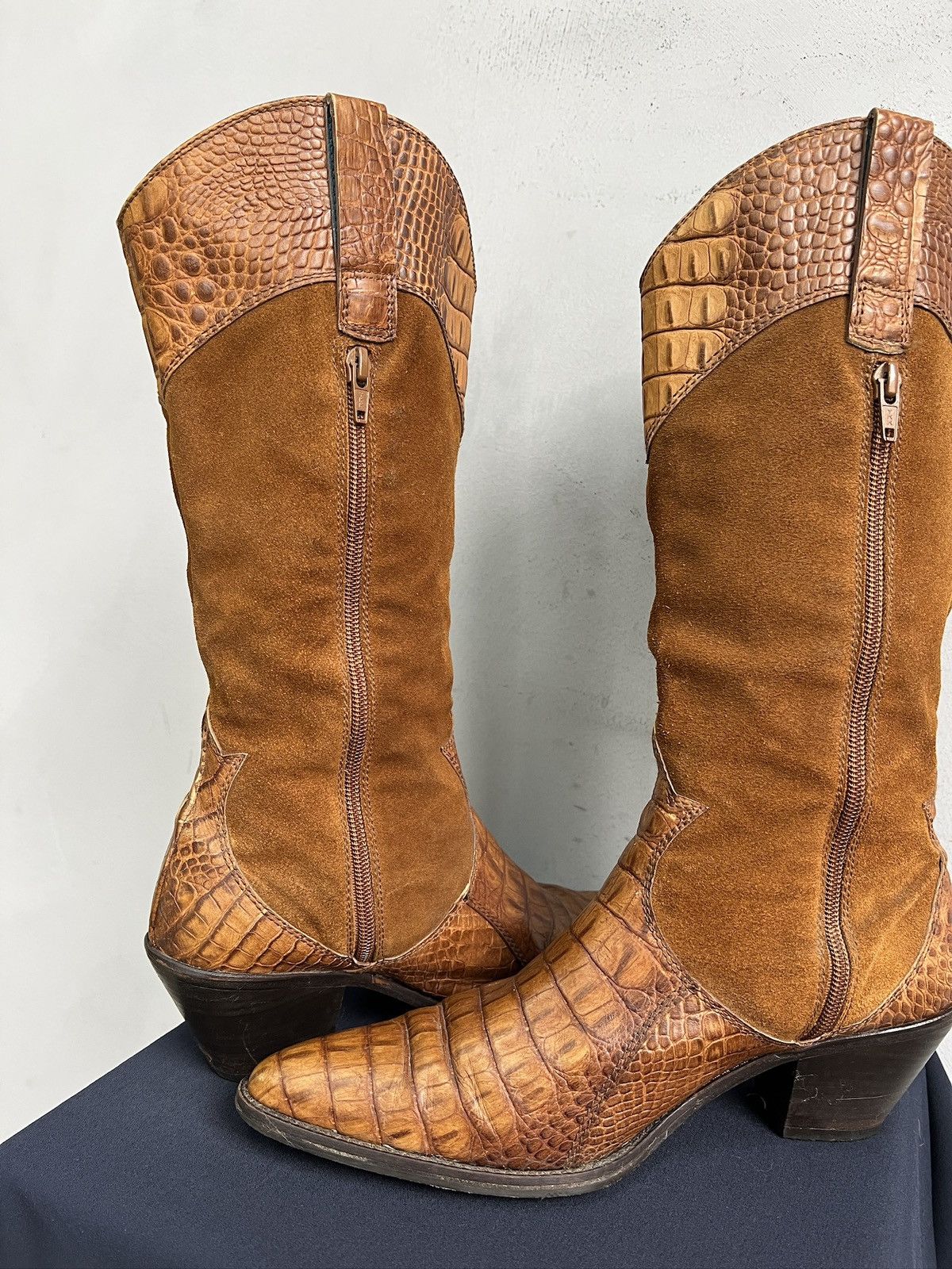 Sancho Boots Crocodile pattern 90s western leather boots japanese style Size US 7 / EU 40 - 9 Thumbnail