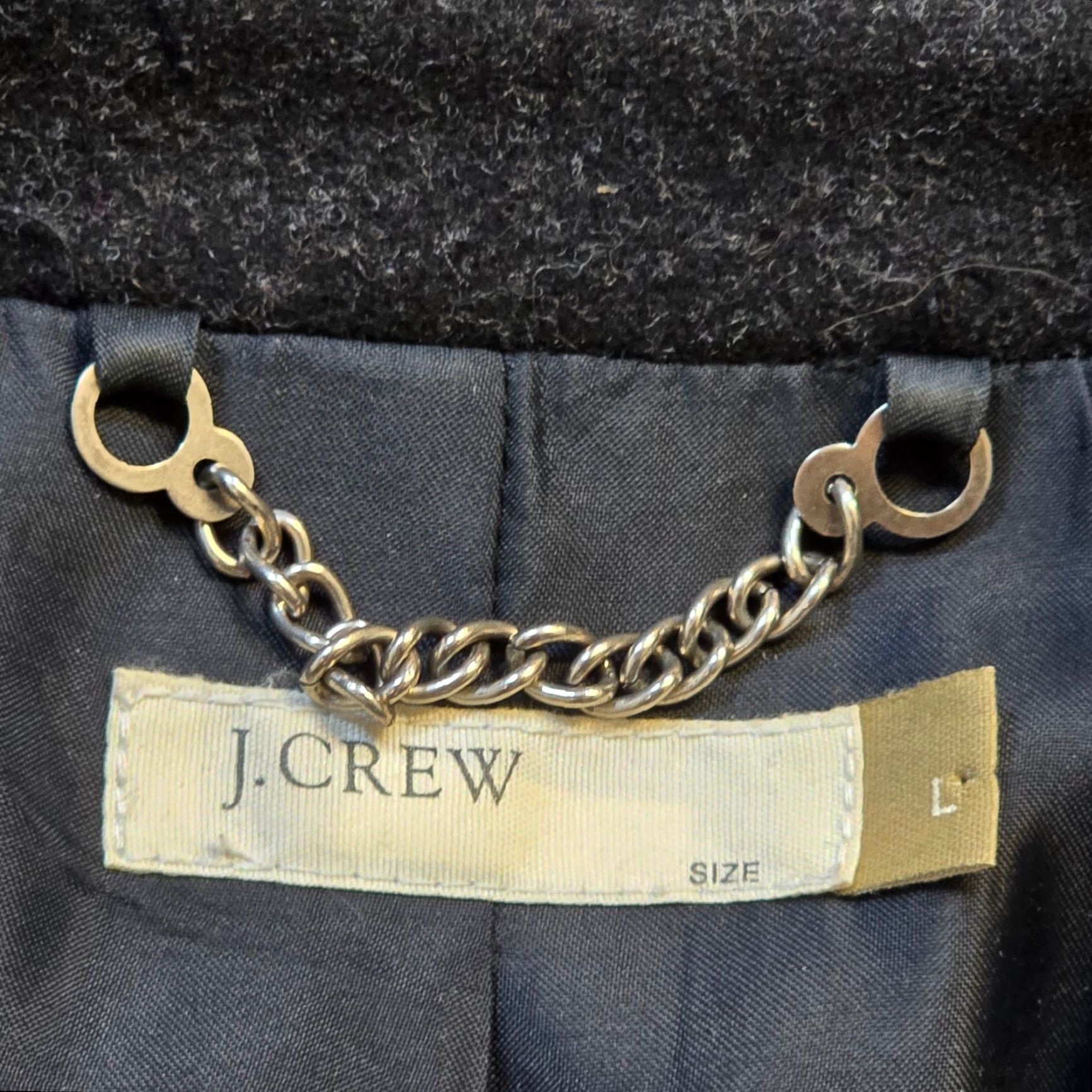 J.Crew J.CREW Jacket Womens Large Gray Wool Coat Trench Belt Career Overcoat Jacket/Coat Inner/Outer: Belted, Pockets (Regular) Mens Womens Girls Boys Size L / US 10 / IT 46 - 3 Thumbnail