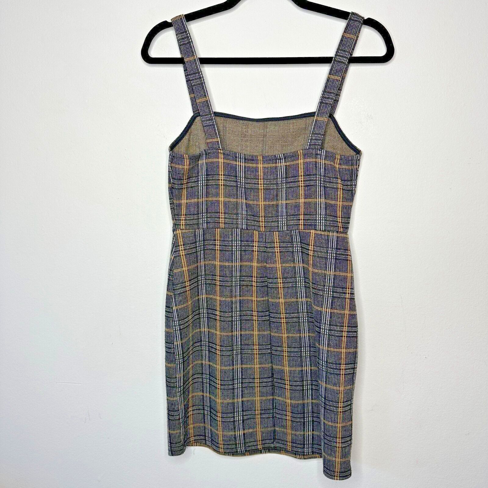 Forever 21 Cute Gold Gray Plaid Sleeveless Knit Jumper Overall Dress M Size M / US 6-8 / IT 42-44 - 2 Thumbnail