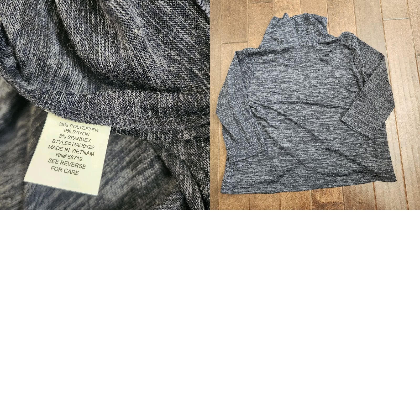 Vintage NY Collection Women's Gray Heathered Cross Over Cowl Neck Blouse - Size 3X Size XXL / US 16-18 / IT 52-54 - 10 Thumbnail