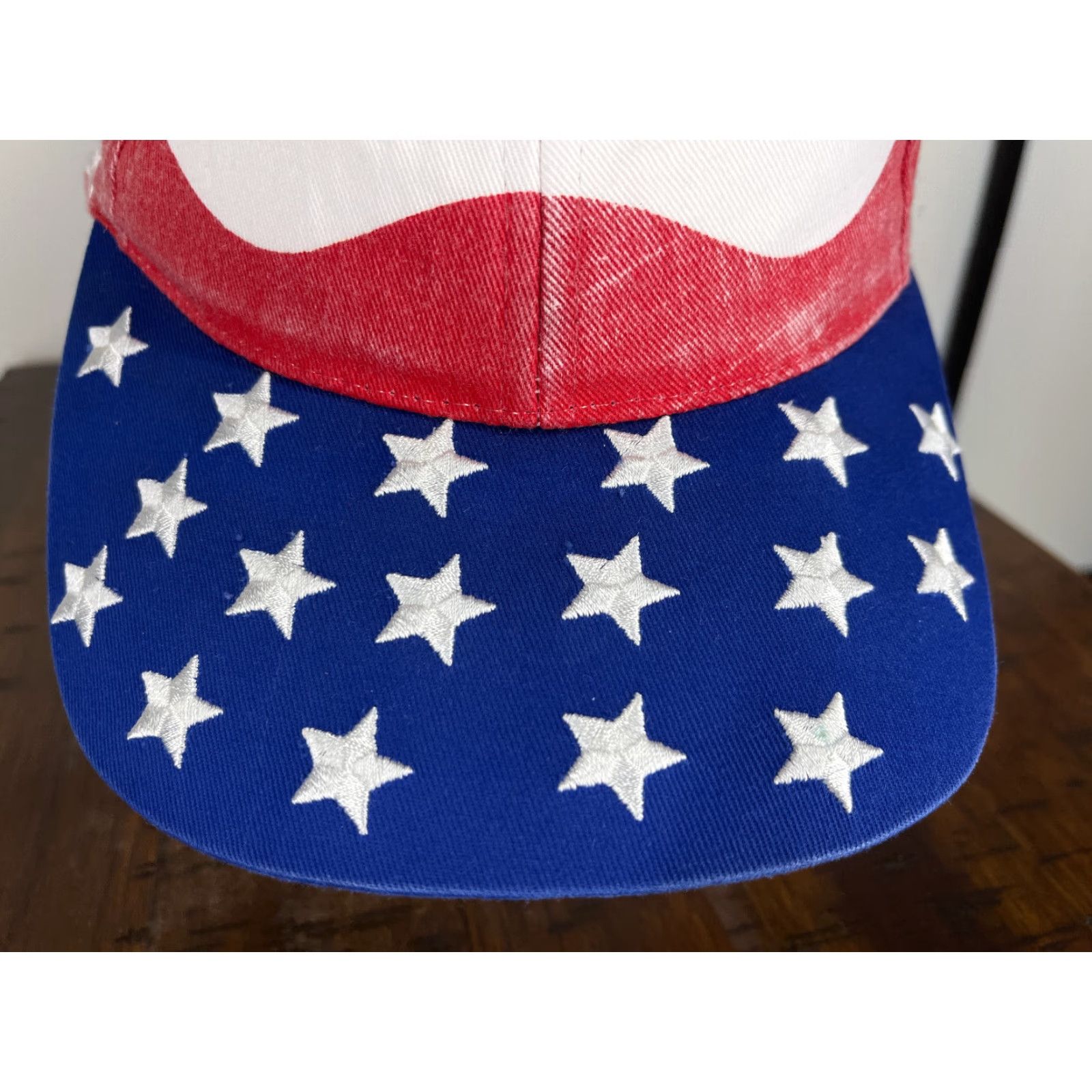 Vintage VINTAGE Nissin Hat Cap Strap Back Adult One Size Blue Red USA Flag 4th July Size ONE SIZE - 3 Thumbnail
