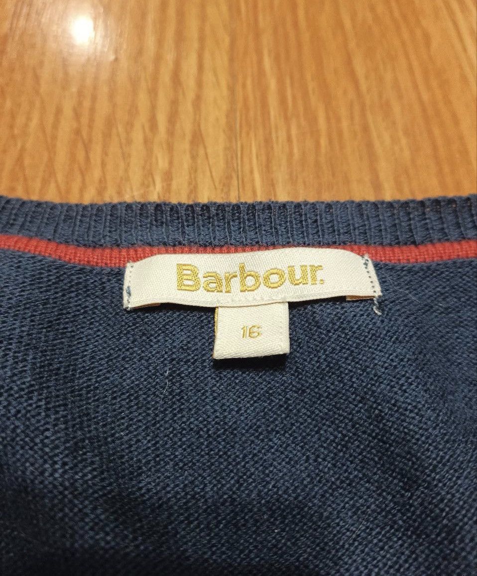 Barbour BARBOUR Blue Cotton Cashmere V Neck Jumper UK 16/ L Size US L / EU 52-54 / 3 - 6 Thumbnail