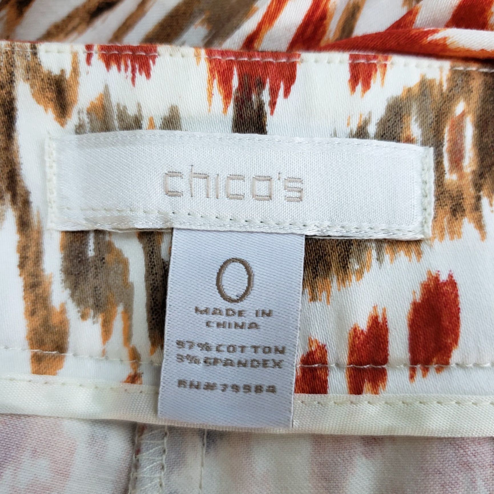 Vintage Chicos Womens Cropped Pants Sz 4 Orange Red Mid Rise Cotton Blend Pants Women Cropped 24 Inseam Mens Womens Size 27" / US 4 / IT 40 - 6 Thumbnail
