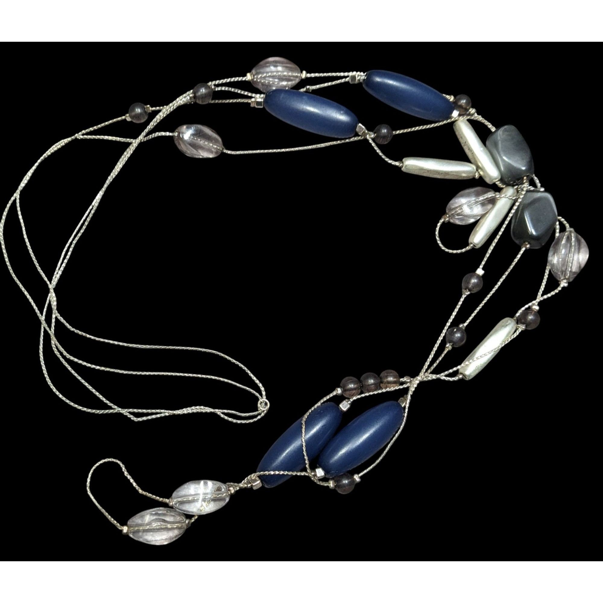 Other Multi-Strand Beaded Necklace With Blue Silver & Clear Beads Size ONE SIZE - 1 Thumbnail