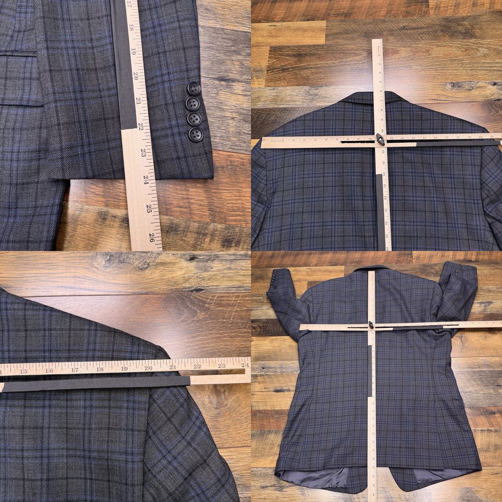 Jos. A. Bank Jos. A. Bank Signature Blazer 46R Gray Plaid Sport Coat Blazer Men Regular Wool Notch Lapel Double-Vented 2-Button Front Dry Clean Only Size 46R - 9 Thumbnail
