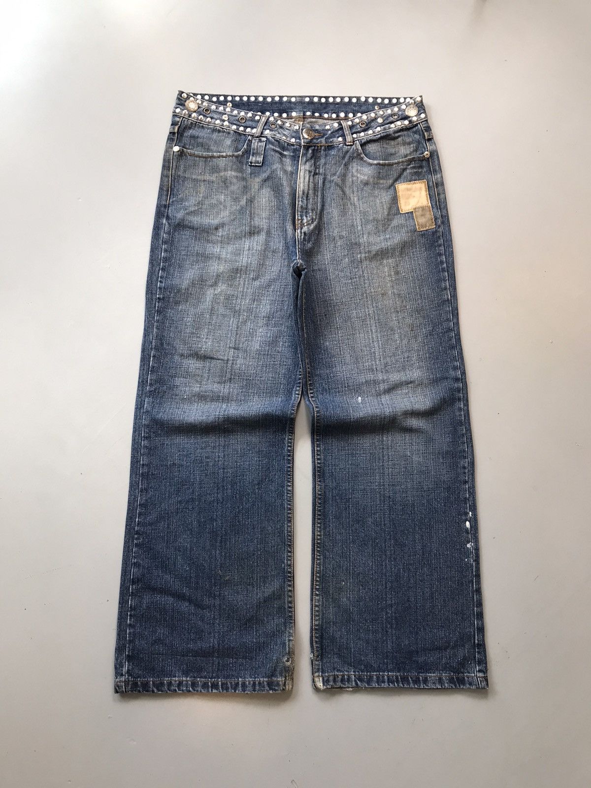 Vintage Rare vintage crazy studds waist belt baggy fit denim Size US 38 / EU 54 - 2 Thumbnail
