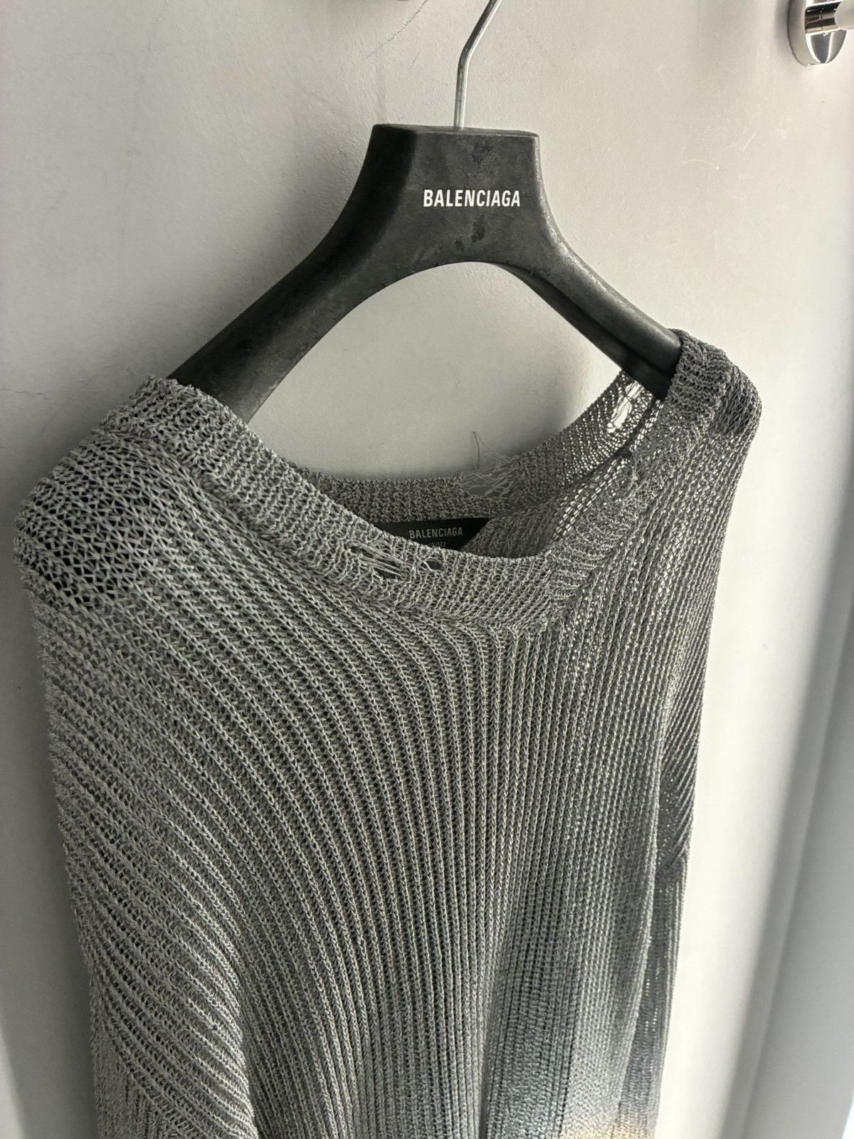 Balenciaga BALENCIAGA Reflective / Distressed Ribs Sweater Size US M / EU 48-50 / 2 - 2 Thumbnail
