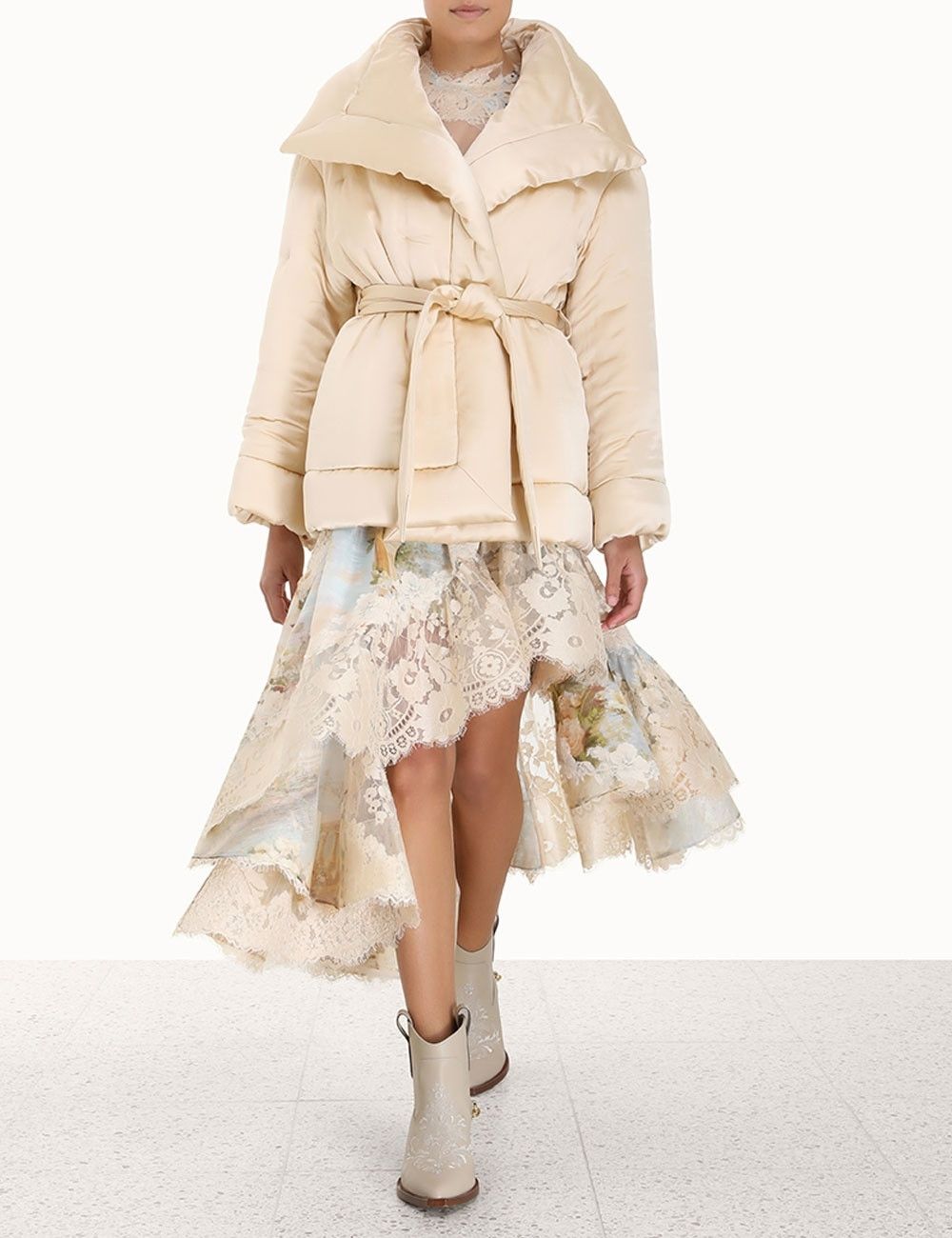 Zimmermann oc11z0225 Luminosity Satin Wadded Jacket in Beige Size L / US 10 / IT 46 - 2 Thumbnail