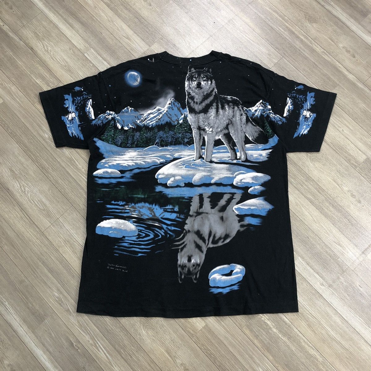 Liquid Blue 🇺🇸Vintage 1995s Liquid Blue Wolf All Over Print Graphic Shirt Size US XL / EU 56 / 4 - 1 Thumbnail