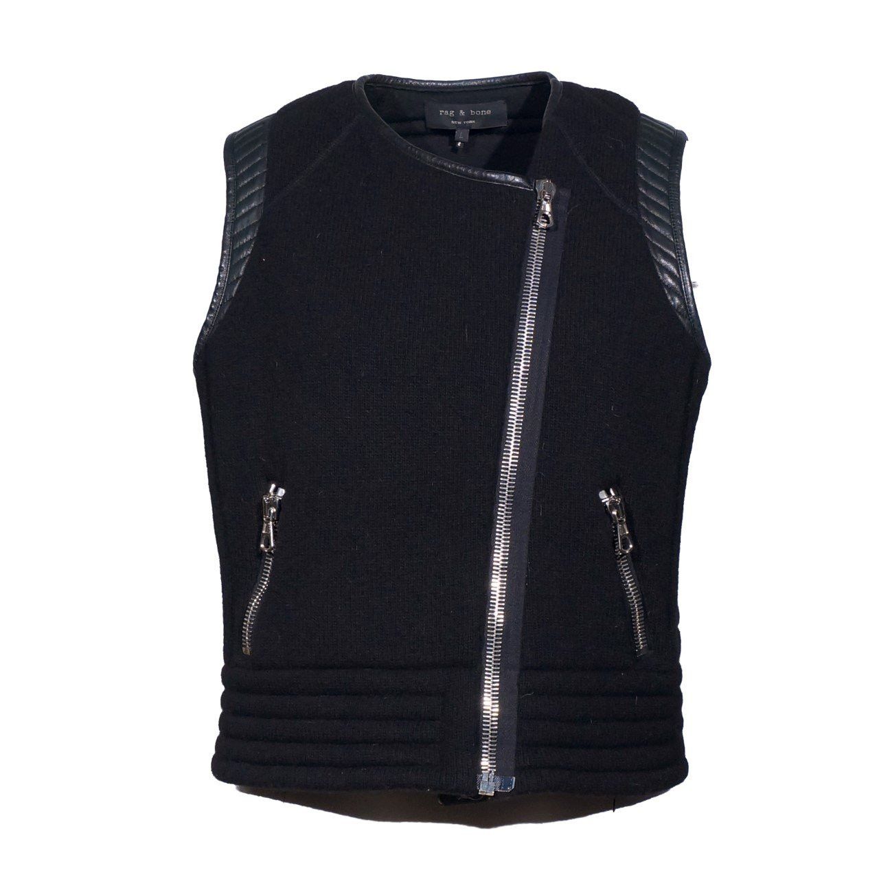 Rag & Bone Rag & Bone S size Wool and Leather Biker Vest Women's Size S / US 4 / IT 40 - 1 Thumbnail