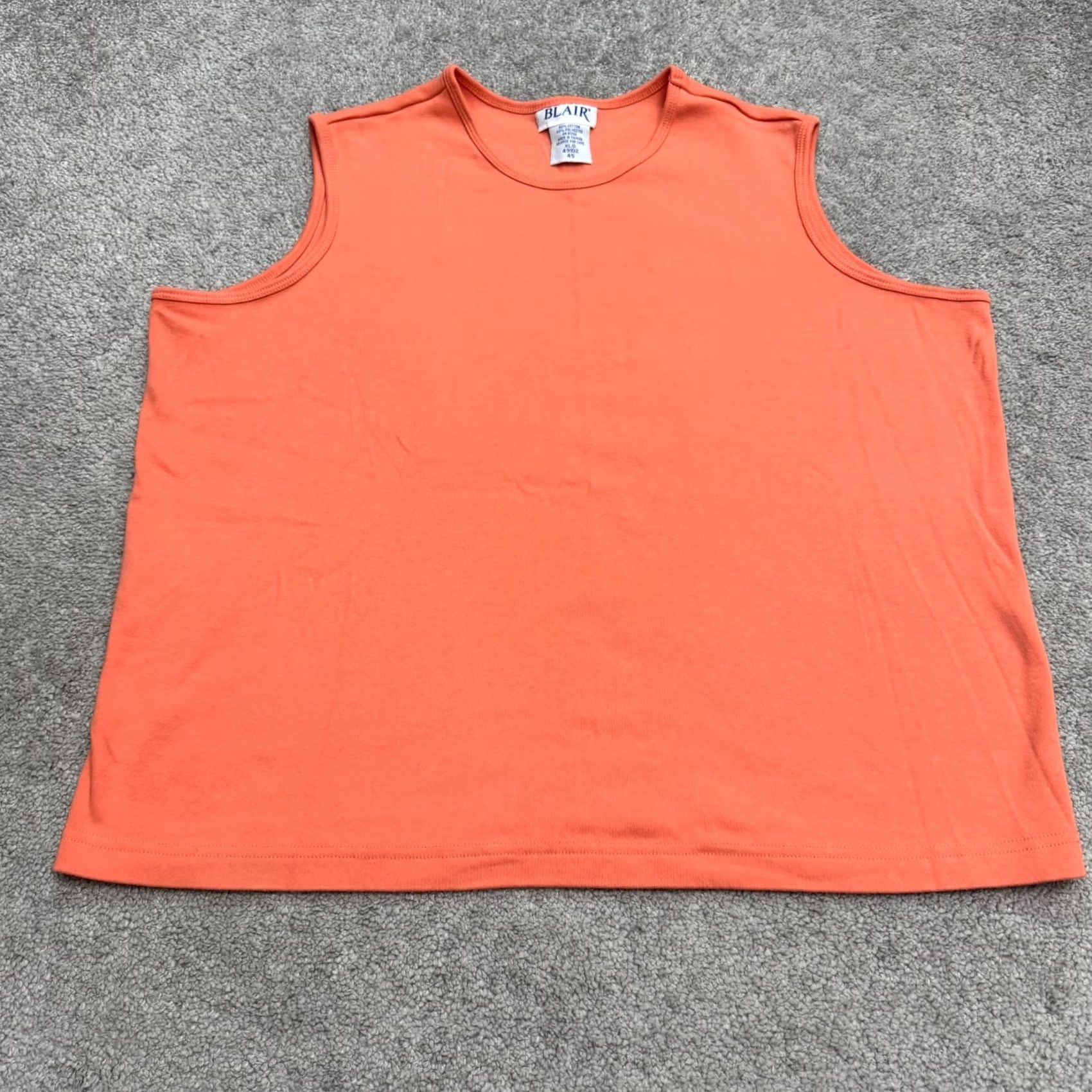 Blair Blair Tank Women XL Orange Crew Neck Sleeveless Cotton Blend Basic Top Vest Shirt Sleeveless Classic Size XL / US 12-14 / IT 48-50 - 2 Thumbnail