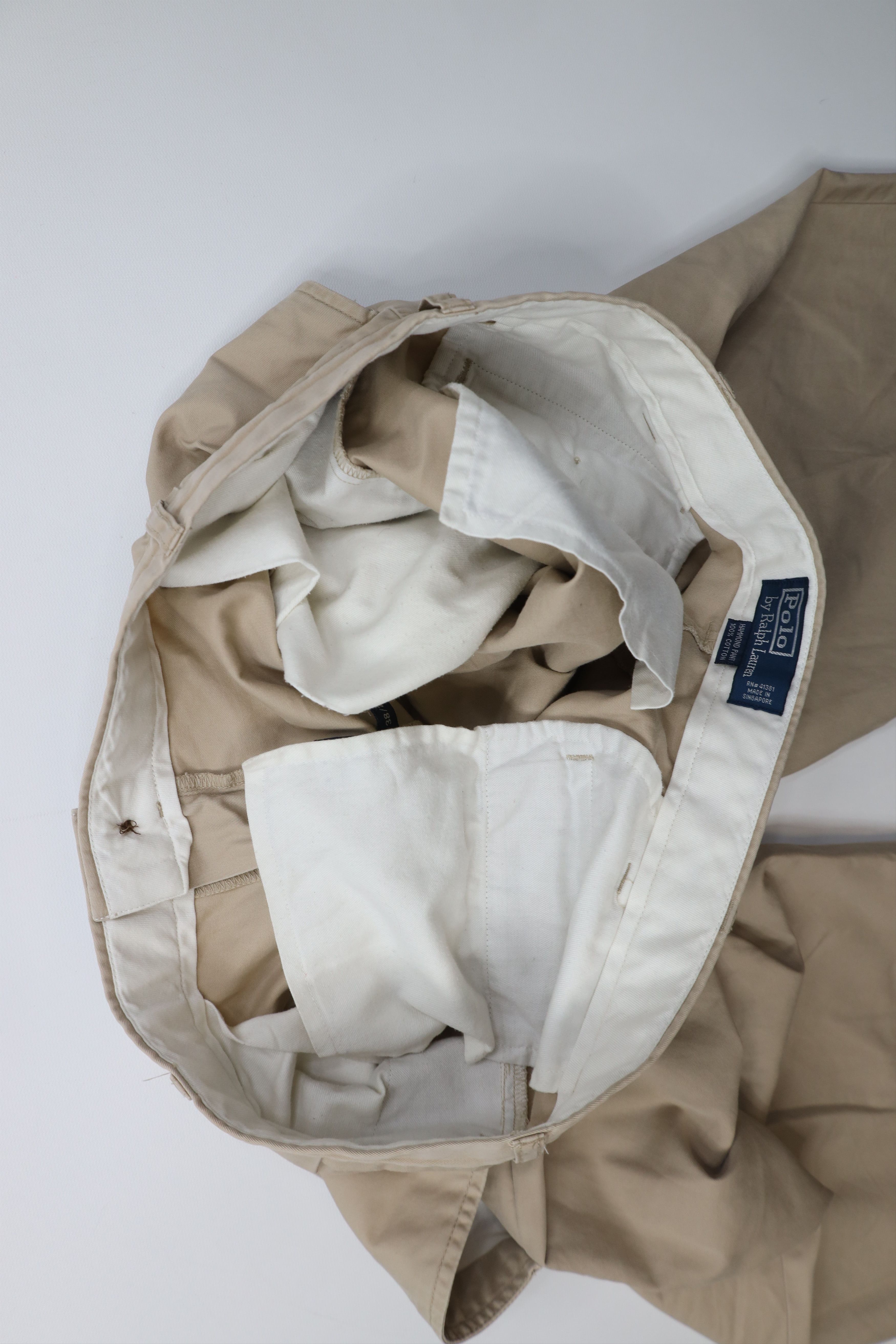Polo Ralph Lauren Vintage 90s Ralph Lauren Wide Leg Chino Pants Beige Cotton Size US 38 / EU 54 - 9 Thumbnail
