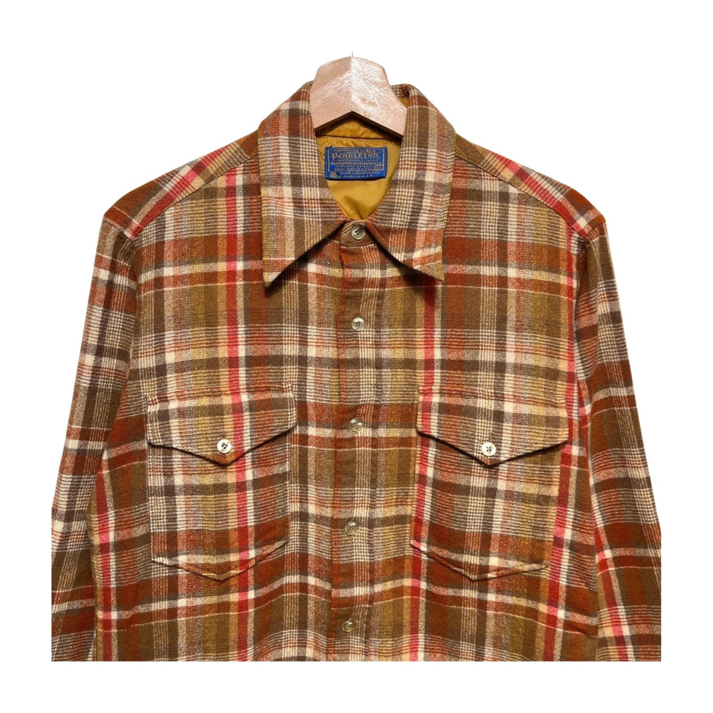 Pendleton × Vintage Vintage 70s Pendleton Plaid Wool Button Shirt M Camp Flannel Size US M / EU 48-50 / 2 - 2 Thumbnail