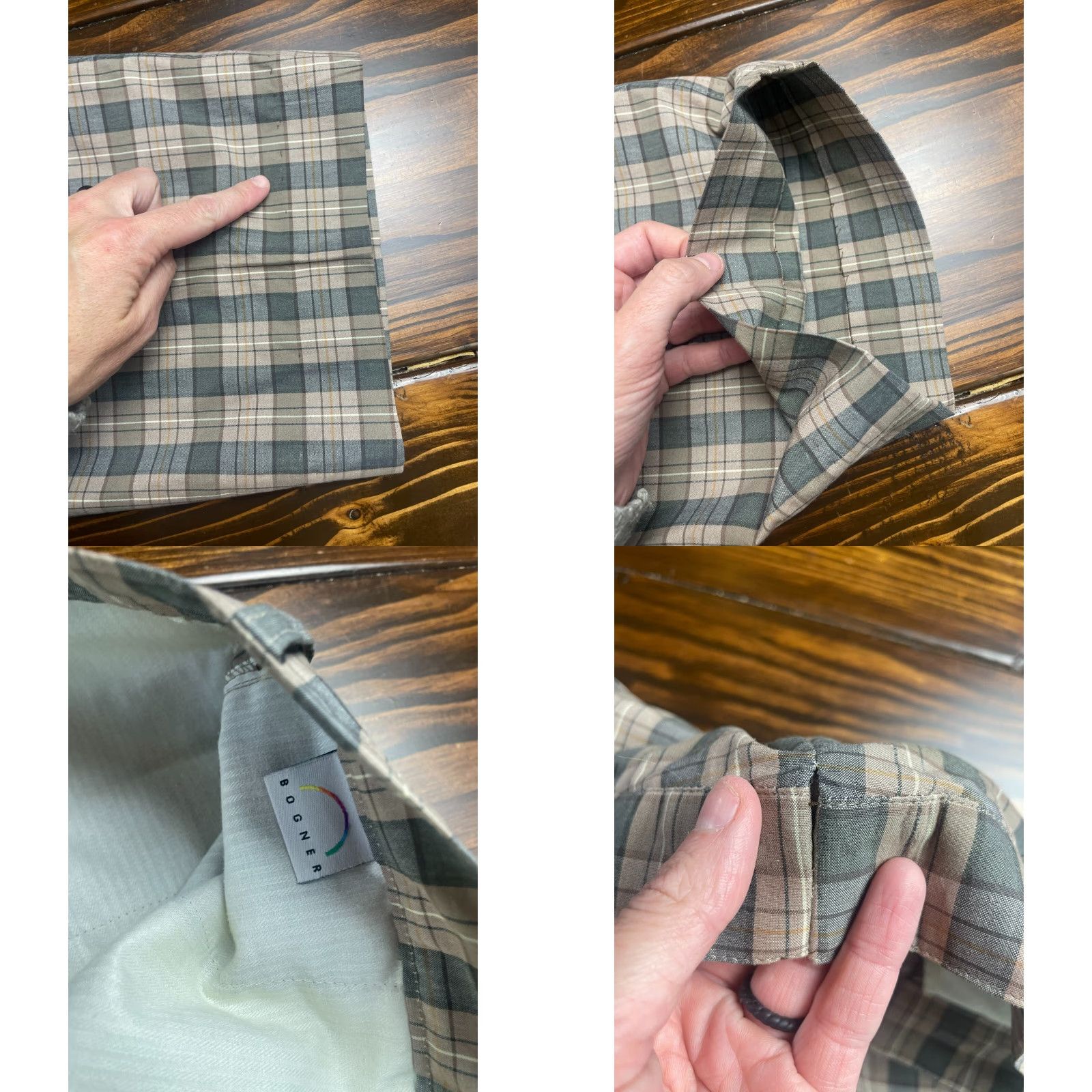 Bogner Bogner Pants Men's 41x28.5 Gray Plaid Flat Front Dress Pants Pockets Size US 41 - 8 Thumbnail