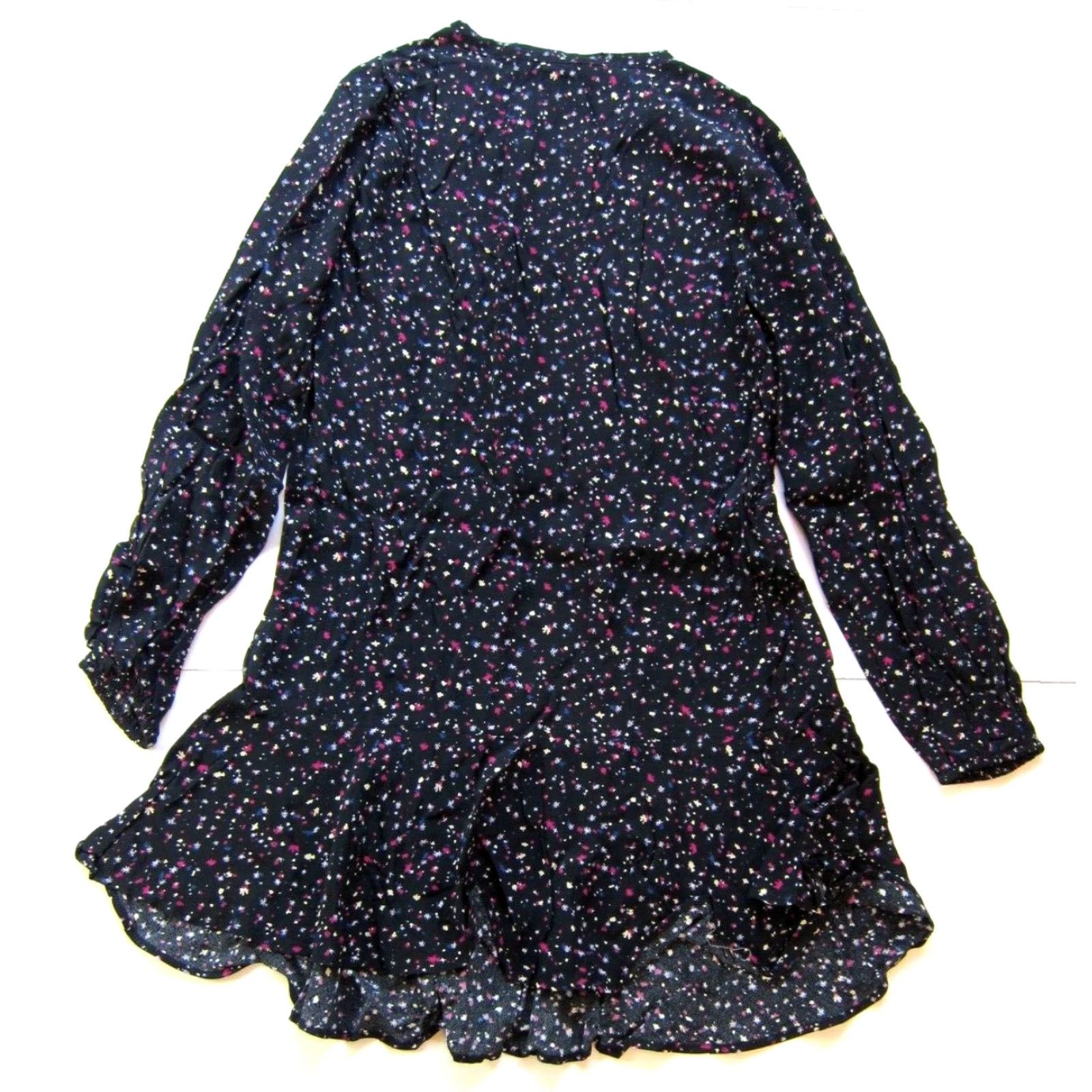 Gap GAP Dress Smock Tunic Floral 100% Rayon Long Sleeve Small Women's Pink Black Blue Size S Size S / US 4 / IT 40 - 2 Thumbnail