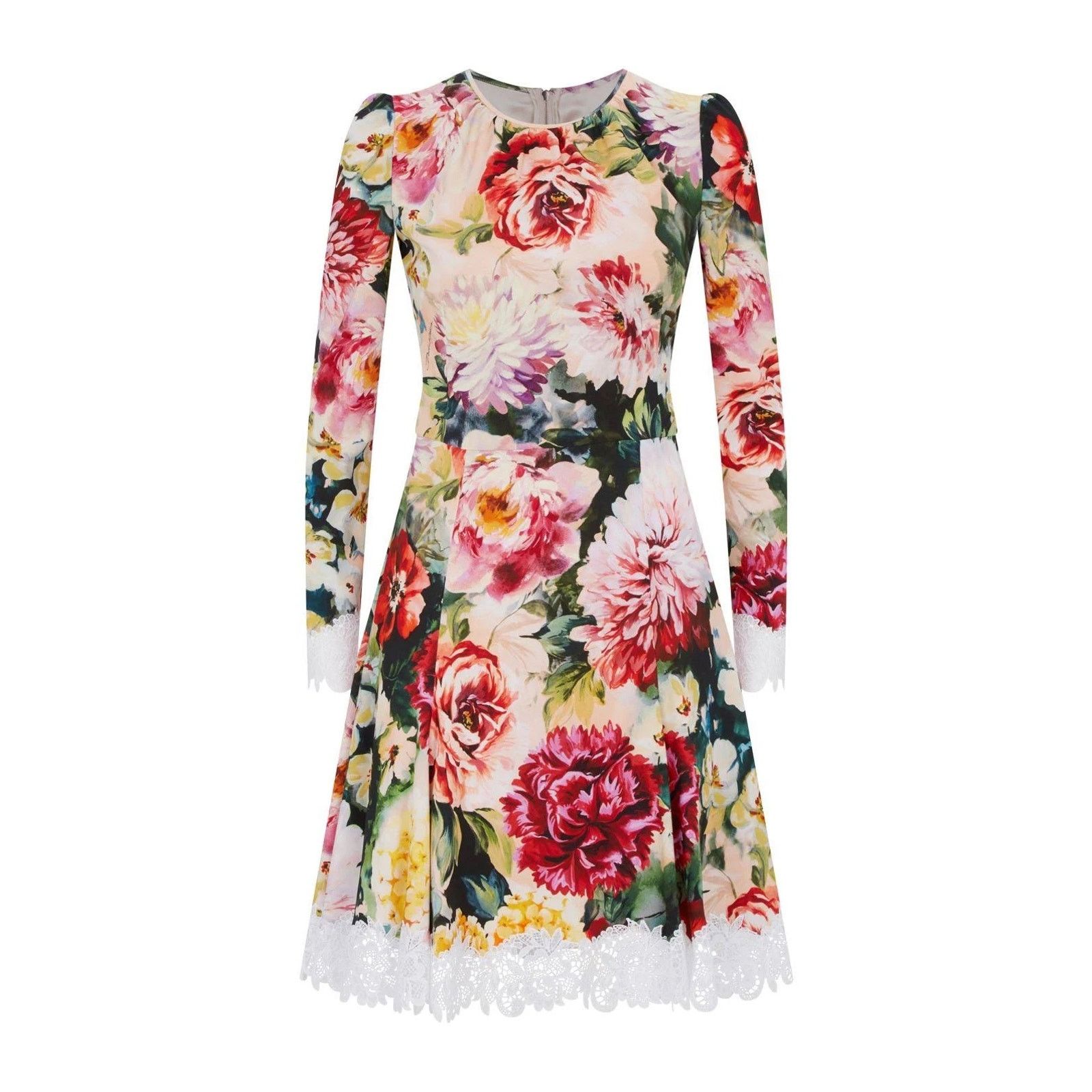 Dolce & Gabbana Dolce & Gabbana Lace Floral Crepe Mini Dress Multi IT 42 / M Size M / US 6-8 / IT 42-44 - 3 Thumbnail
