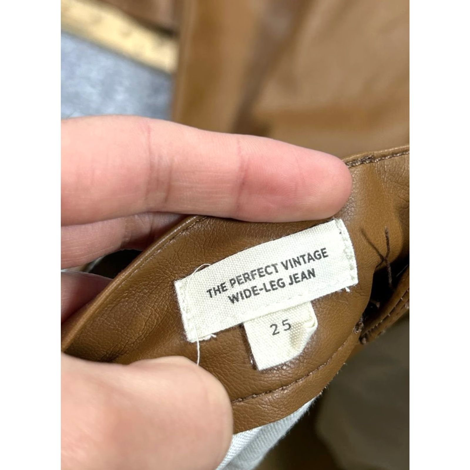 Madewell VINTAGE Madewell Womens Pants Wide Leg Chino Faux Leather Brown Size 25 90s Retro Size 42" / US 20 - 7 Thumbnail