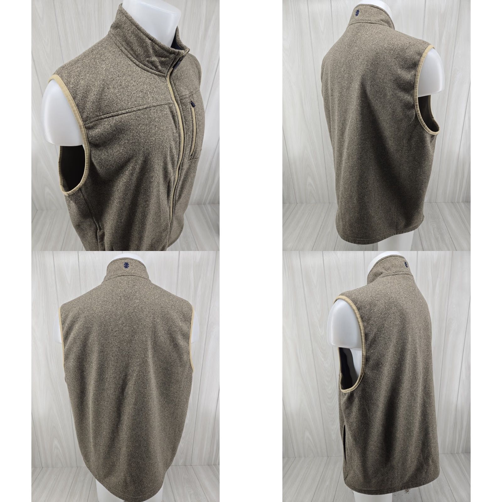 Izod VINTAGE Izod Vest XL Beige Polyester Full Zip Sleeveless Golf Sweater Pockets (No, Vintage not applicable) Size US XL / EU 56 / 4 - 8 Thumbnail
