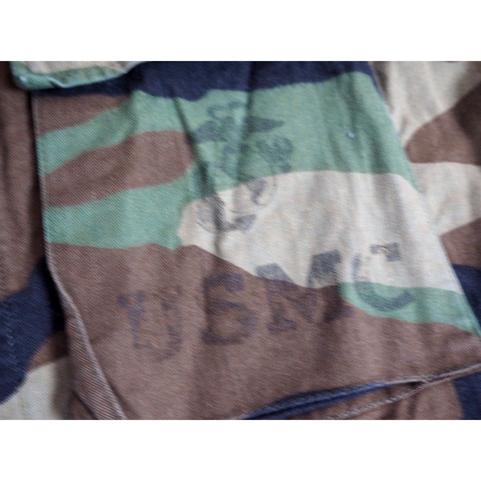 Vintage VTG 80s US Military BDU USMC Stencil Marines Woodland Camo Button Jacket S Short Mens Regular Cotton Canvas Size US 29 - 7 Thumbnail