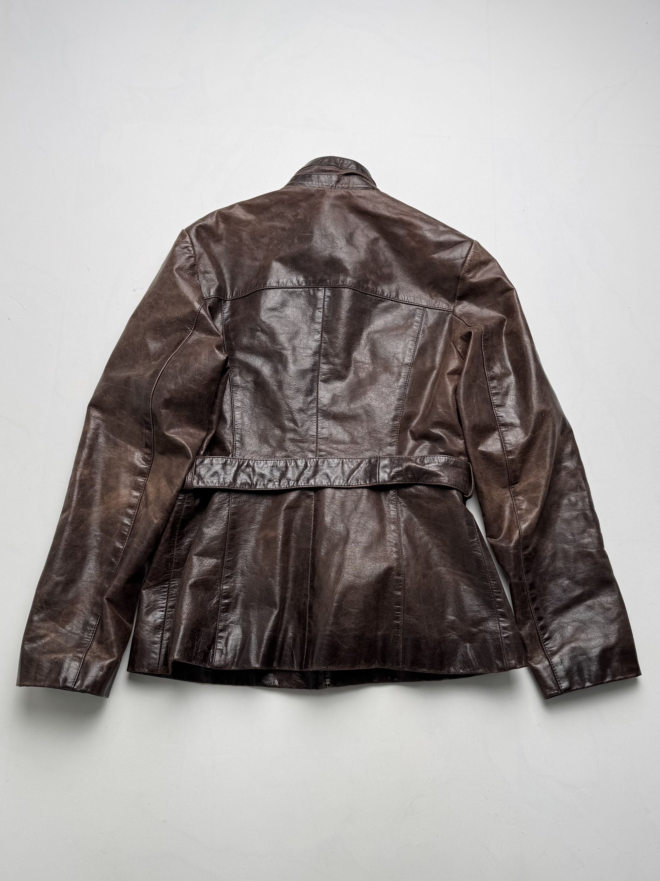 Vintage Vintage Leather Jacket Belted Zip Up Style Biker Coat E2 Size M / US 6-8 / IT 42-44 - 8 Thumbnail