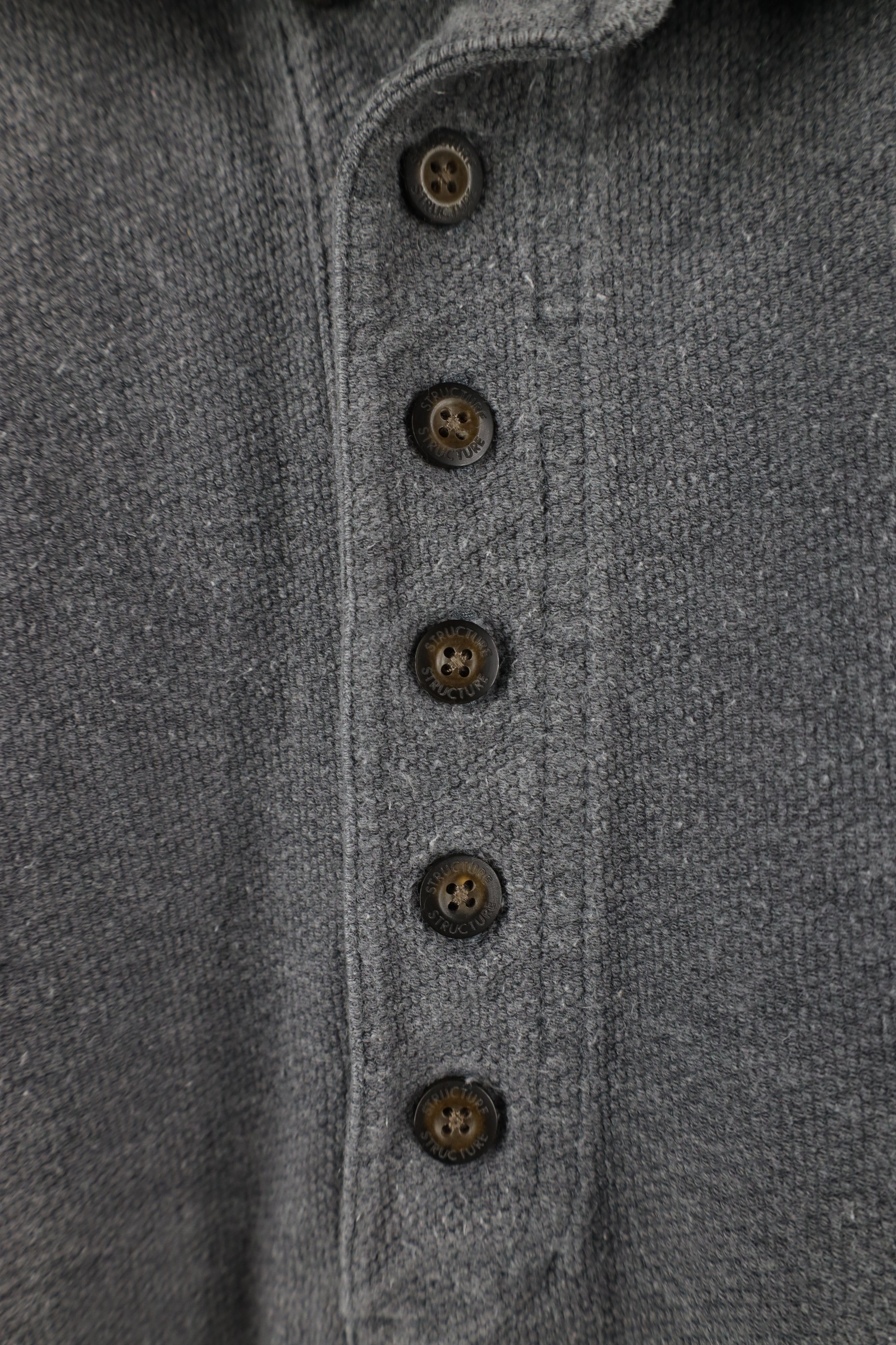Vintage Vintage 90s Streetwear Thermal Knit Long Sleeve Polo Gray Size US L / EU 52-54 / 3 - 4 Thumbnail