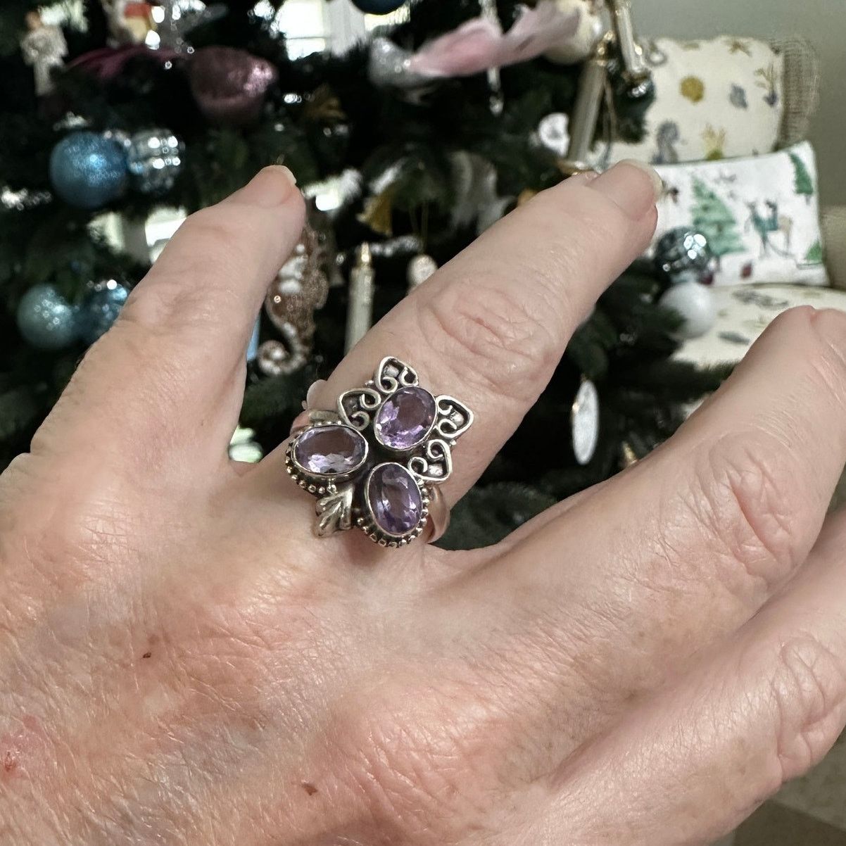 The Unbranded Brand Amethyst Sterling Silver Ring Size 8 Size ONE SIZE - 1 Thumbnail