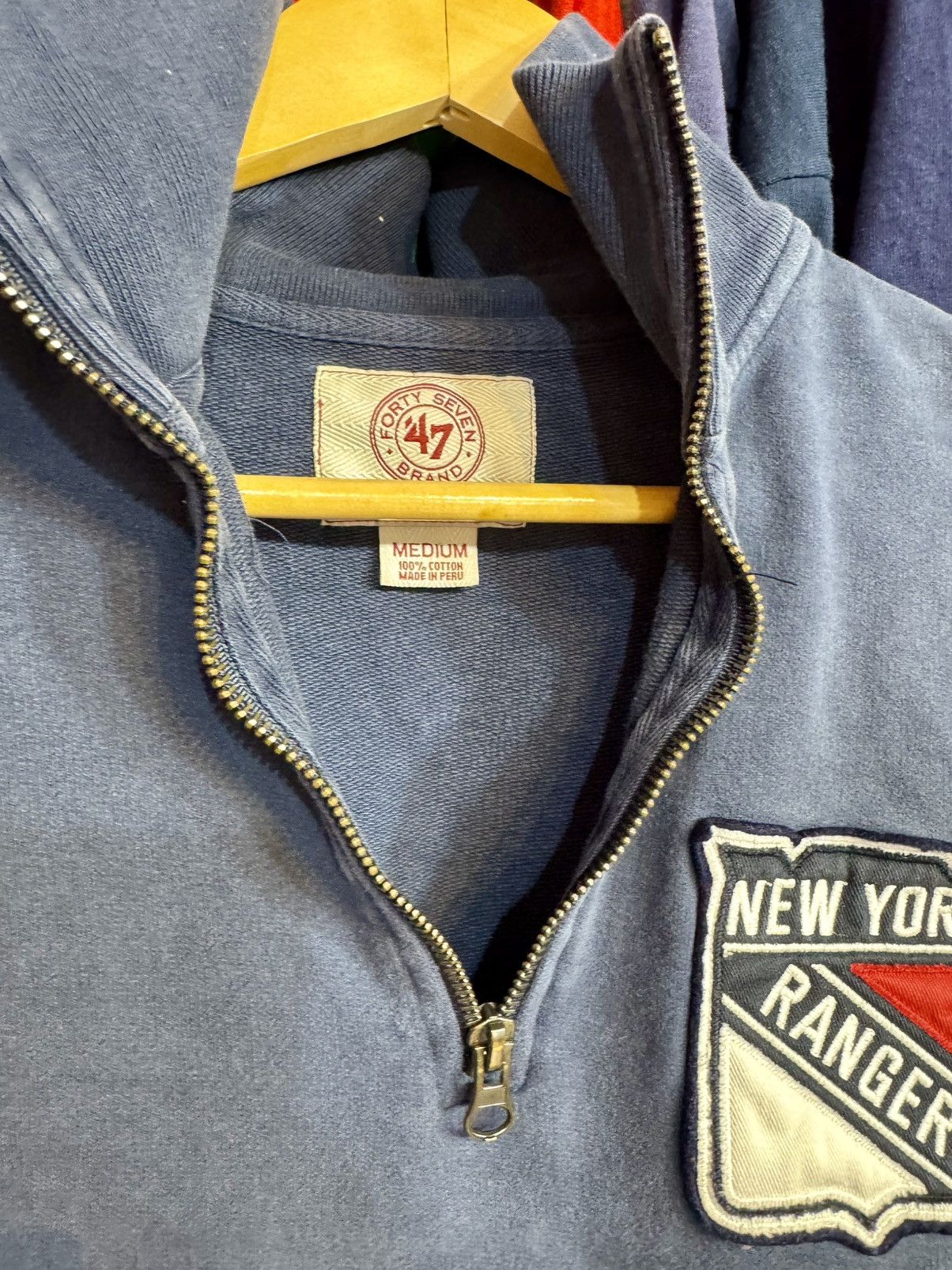 NHL × Vintage New York Rangers Vintage 3/4 Zip Sweater Sweatshirt Size US M / EU 48-50 / 2 - 6 Thumbnail