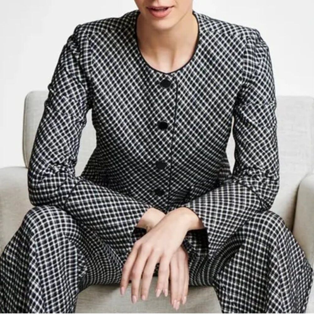 Spanx NWT New Spanx Ponte Lady Jacket Jacquard Black White Plaid Size M / US 6-8 / IT 42-44 - 2 Thumbnail