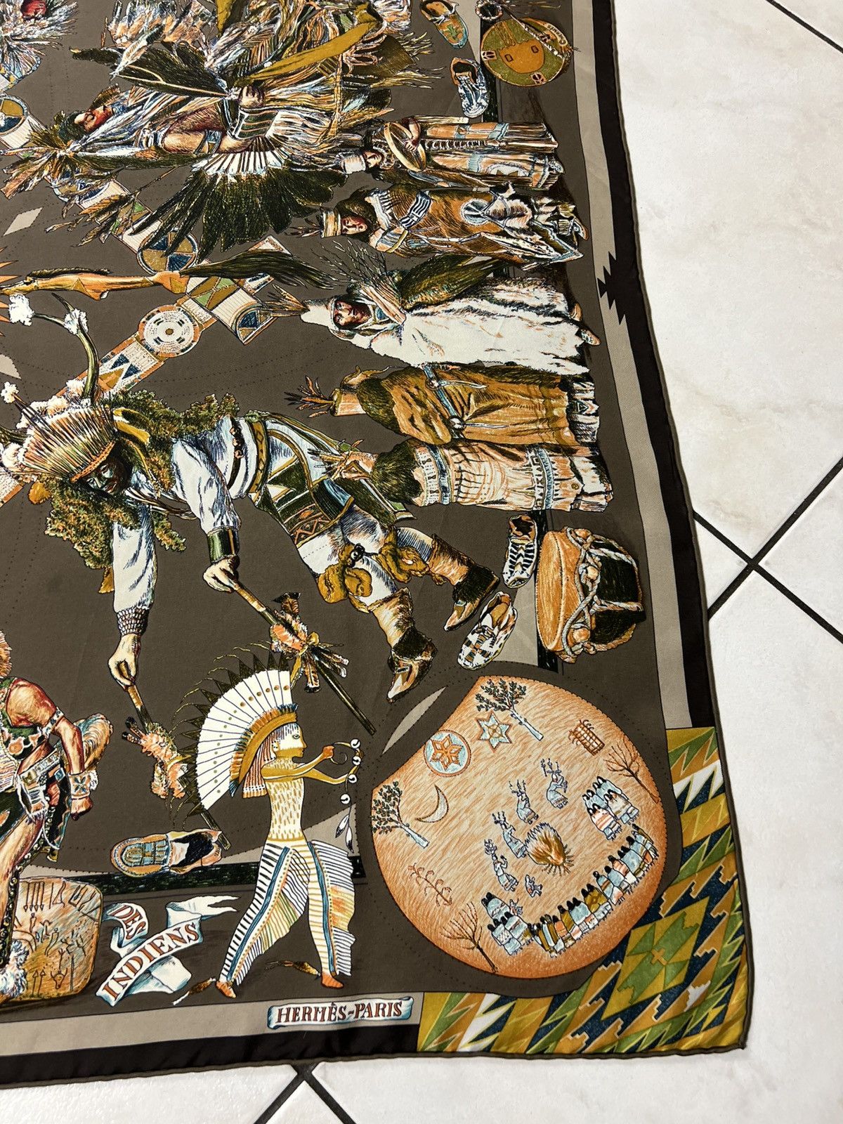 Hermes Vintage 90s Hermes Les Dances Des Indiens silk scarf native Size ONE SIZE - 7 Thumbnail