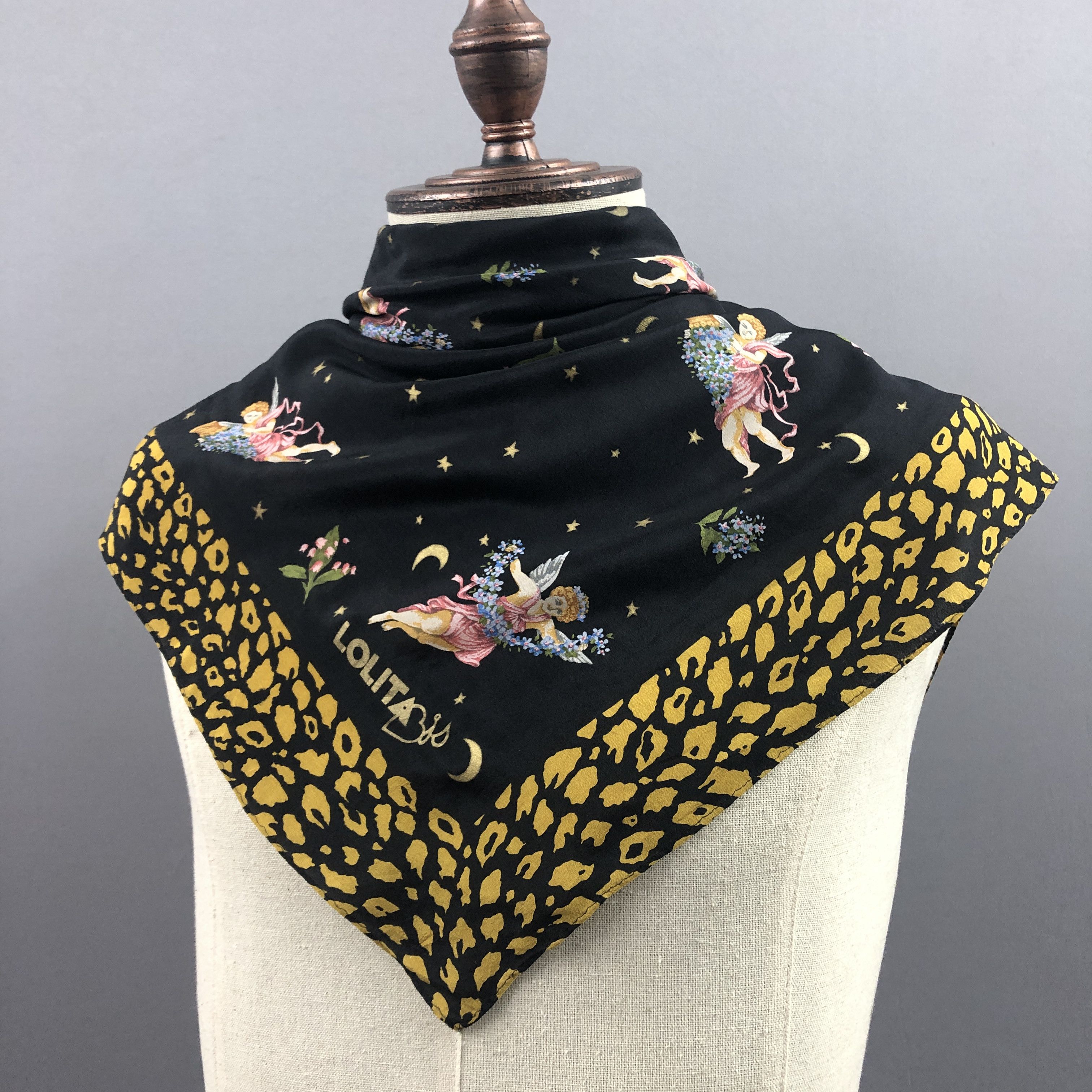 Other Vintage Lolita SILK Scarf Twill Stole Wraps Scarves Size ONE SIZE - 4 Thumbnail